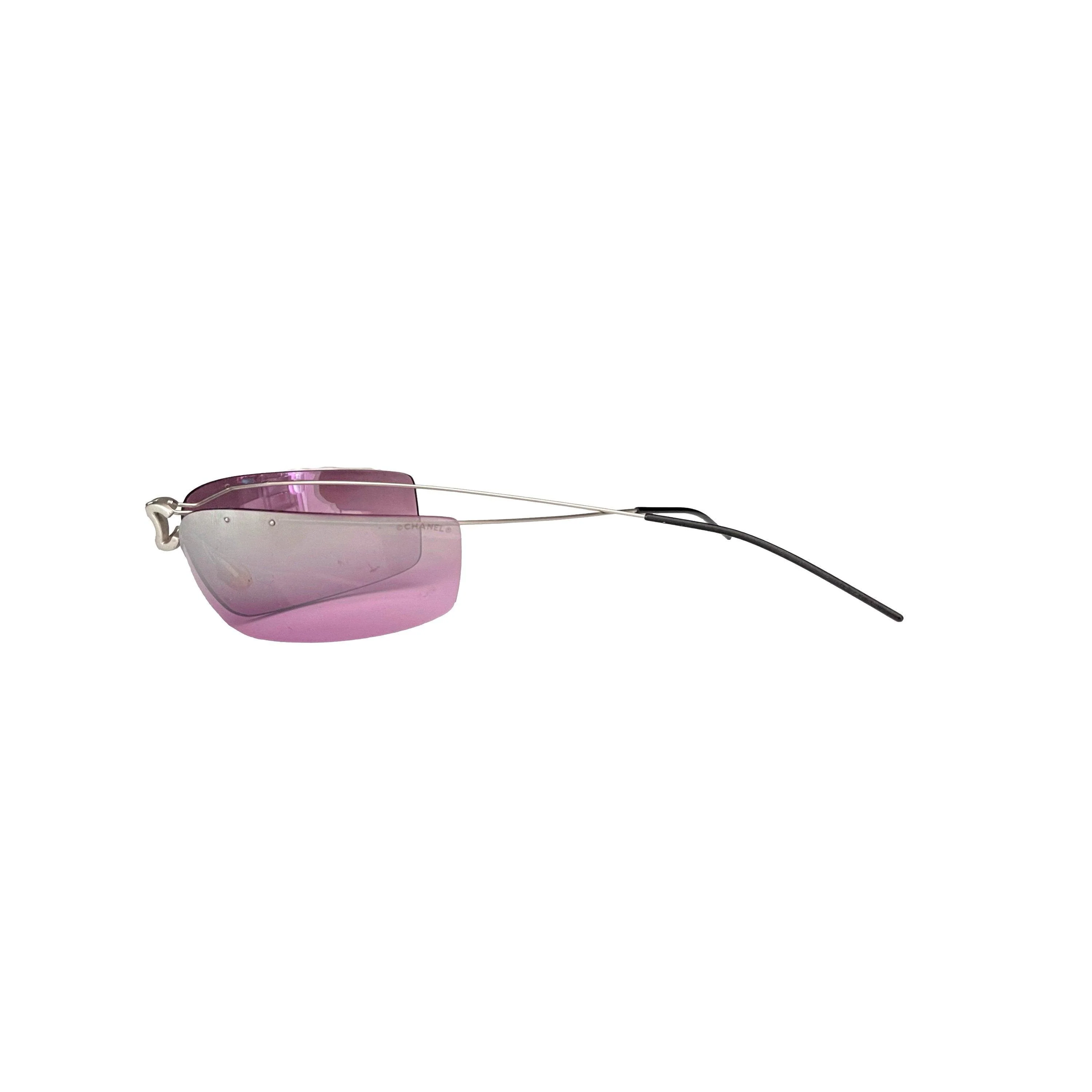 Chanel Purple Rimless Center Logo Sunglasses - Image 5