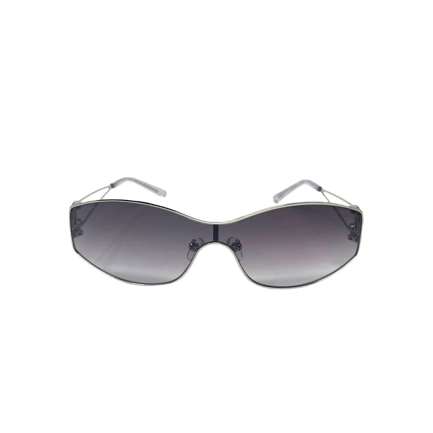 Chanel Purple Rimless Rhinestone Visor Sunglasses - Image 2