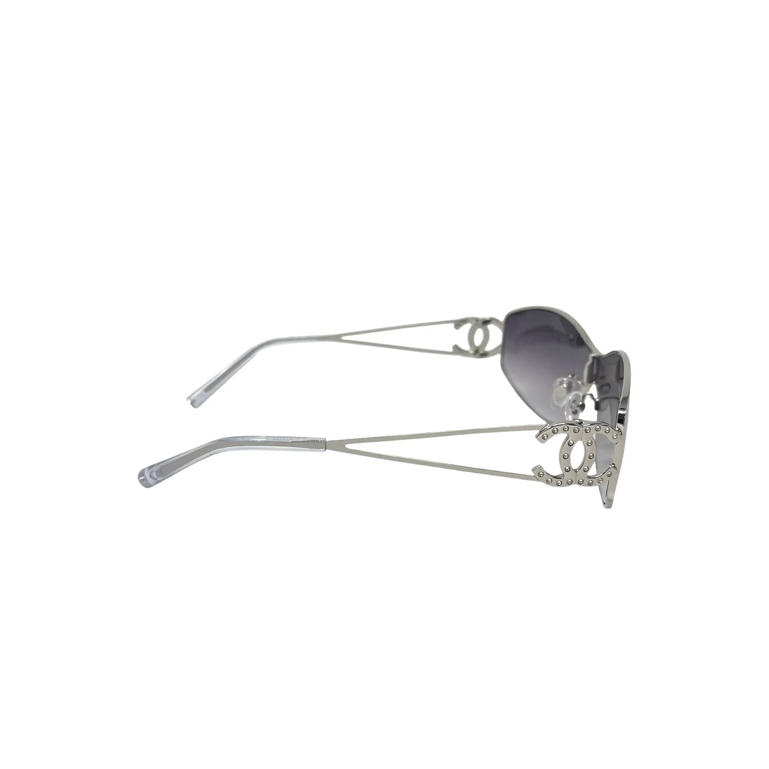 Chanel Purple Rimless Rhinestone Visor Sunglasses - Image 3