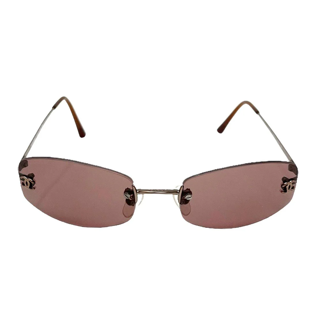Chanel Dark Purple Rimless Sunglasses - Image 2