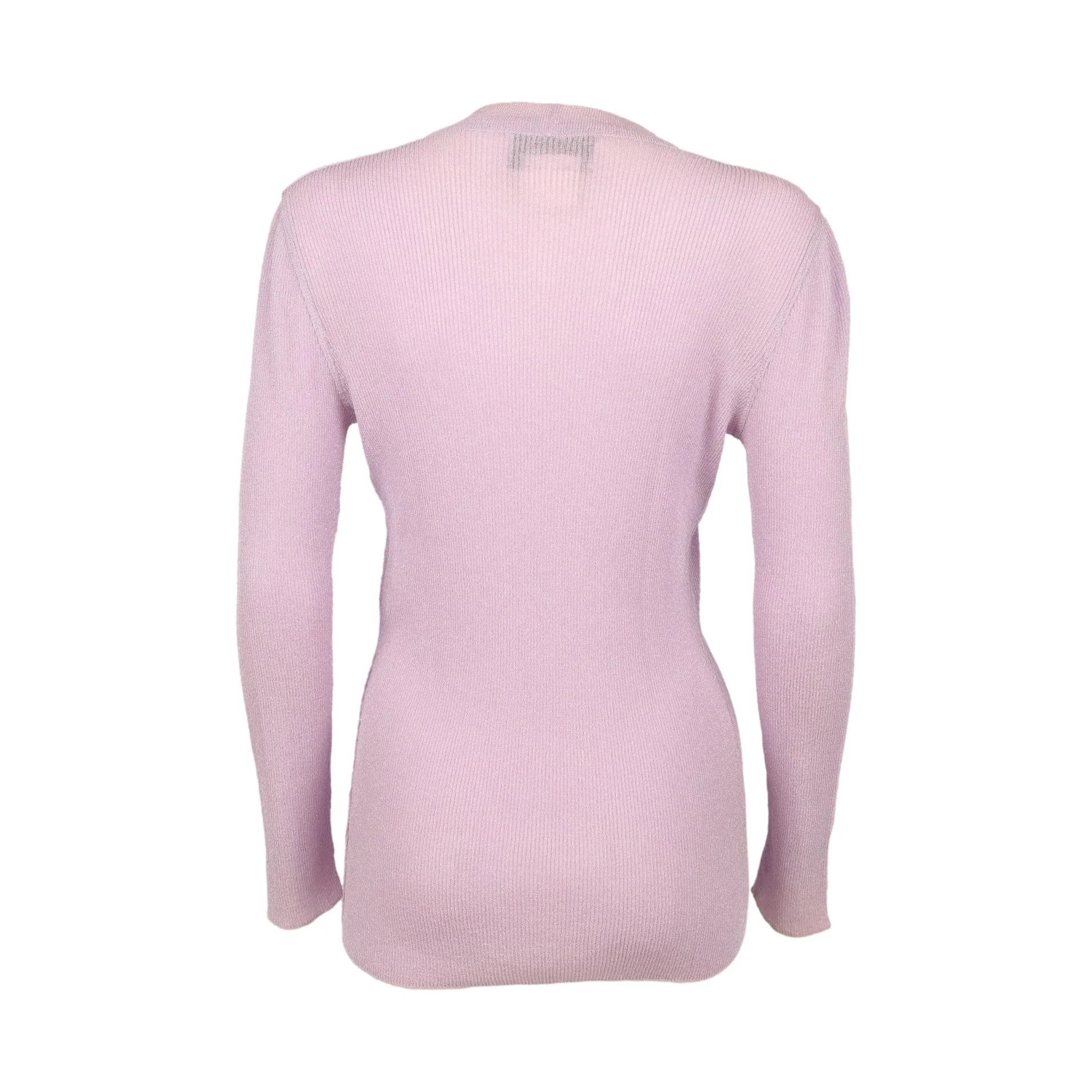 Chanel Purple Ribbed Logo Cardigan - Image 2