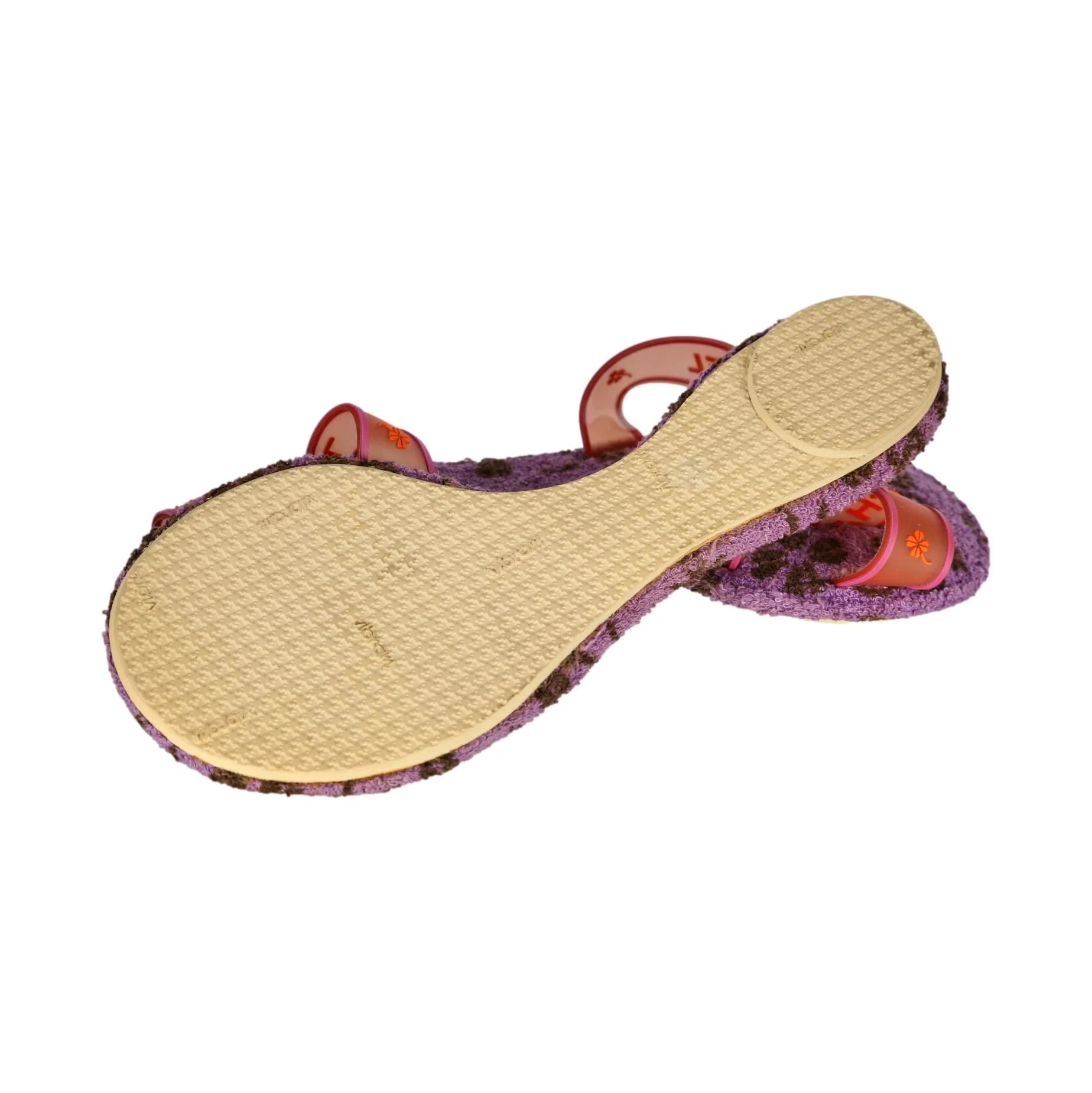 Chanel Purple Terrycloth Logo Sandals - Image 3