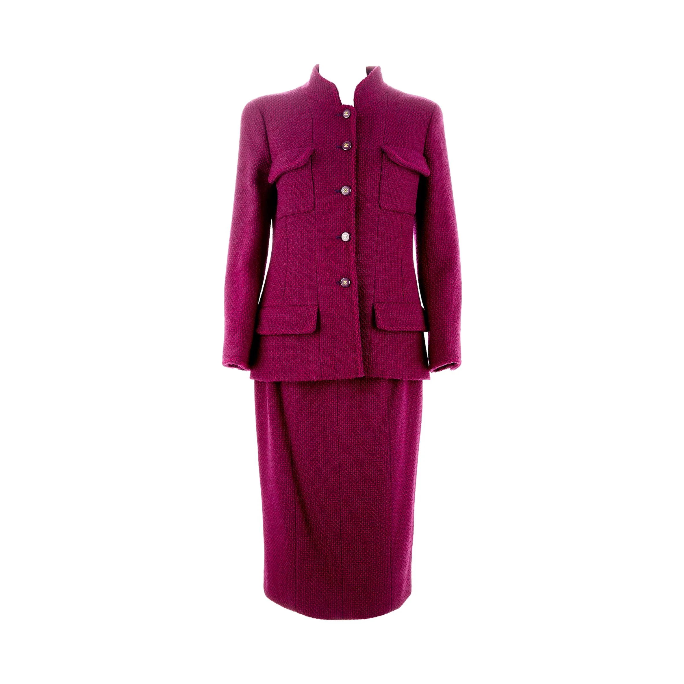 Chanel Purple Tweed Skirt Set - Image 2