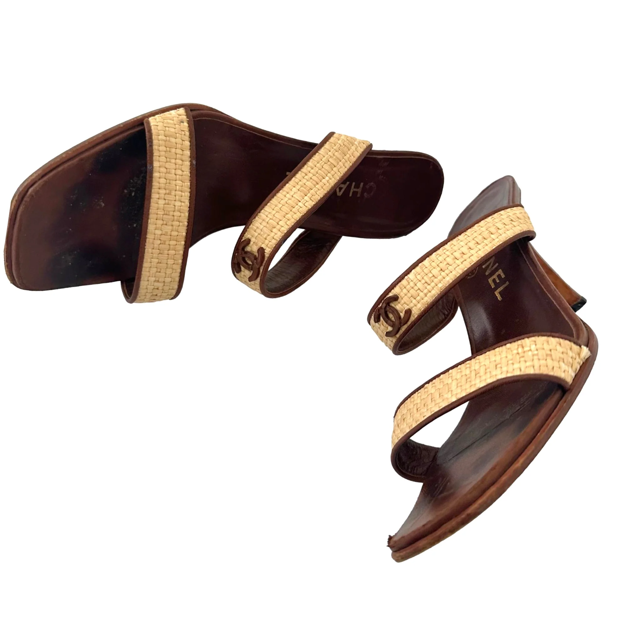 Chanel Rattan Summer Logo Heels - Image 2