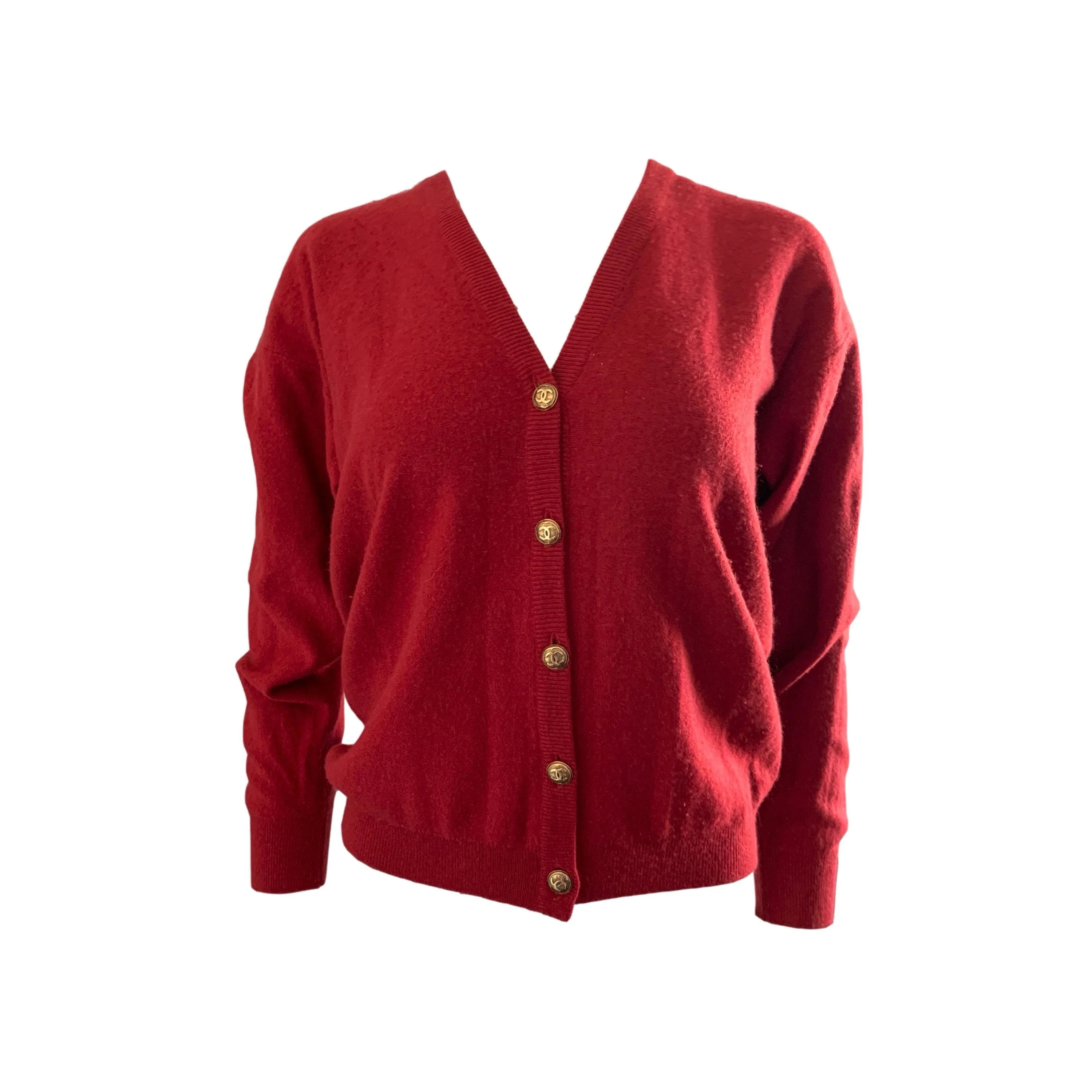 Chanel Red Cashmere Cardigan