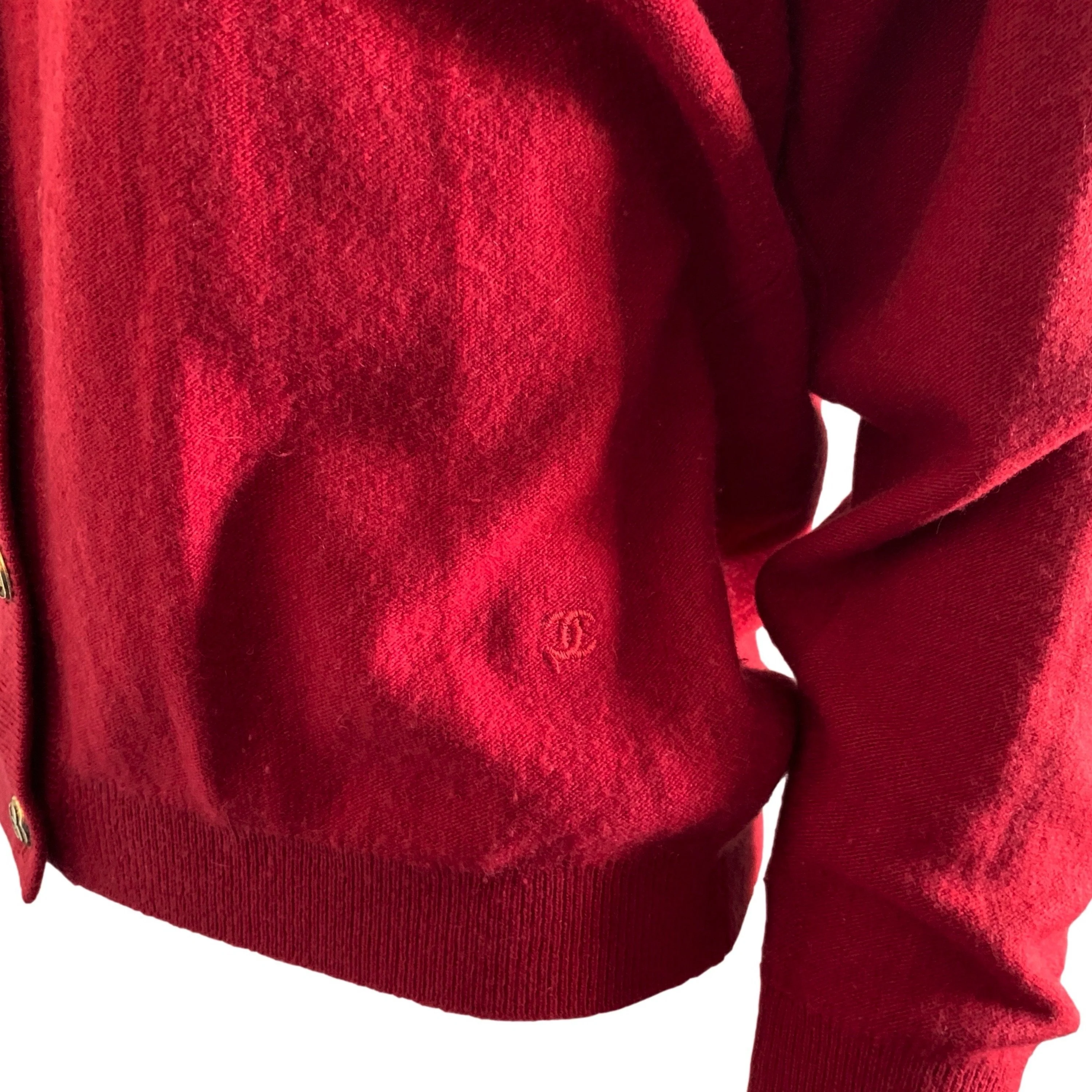Chanel Red Cashmere Cardigan - Image 3