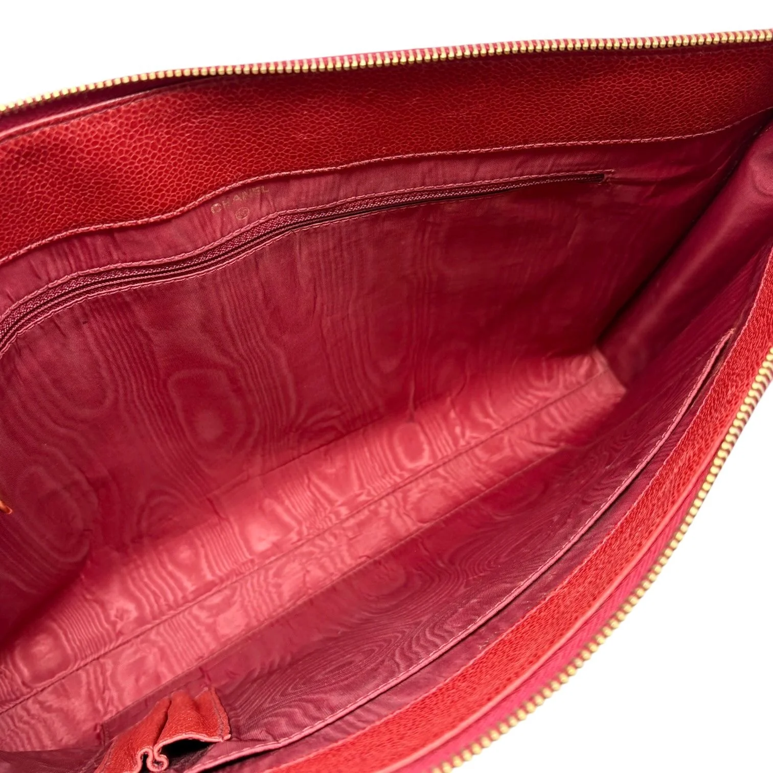 Chanel Red Caviar Oversized Clutch - Image 3