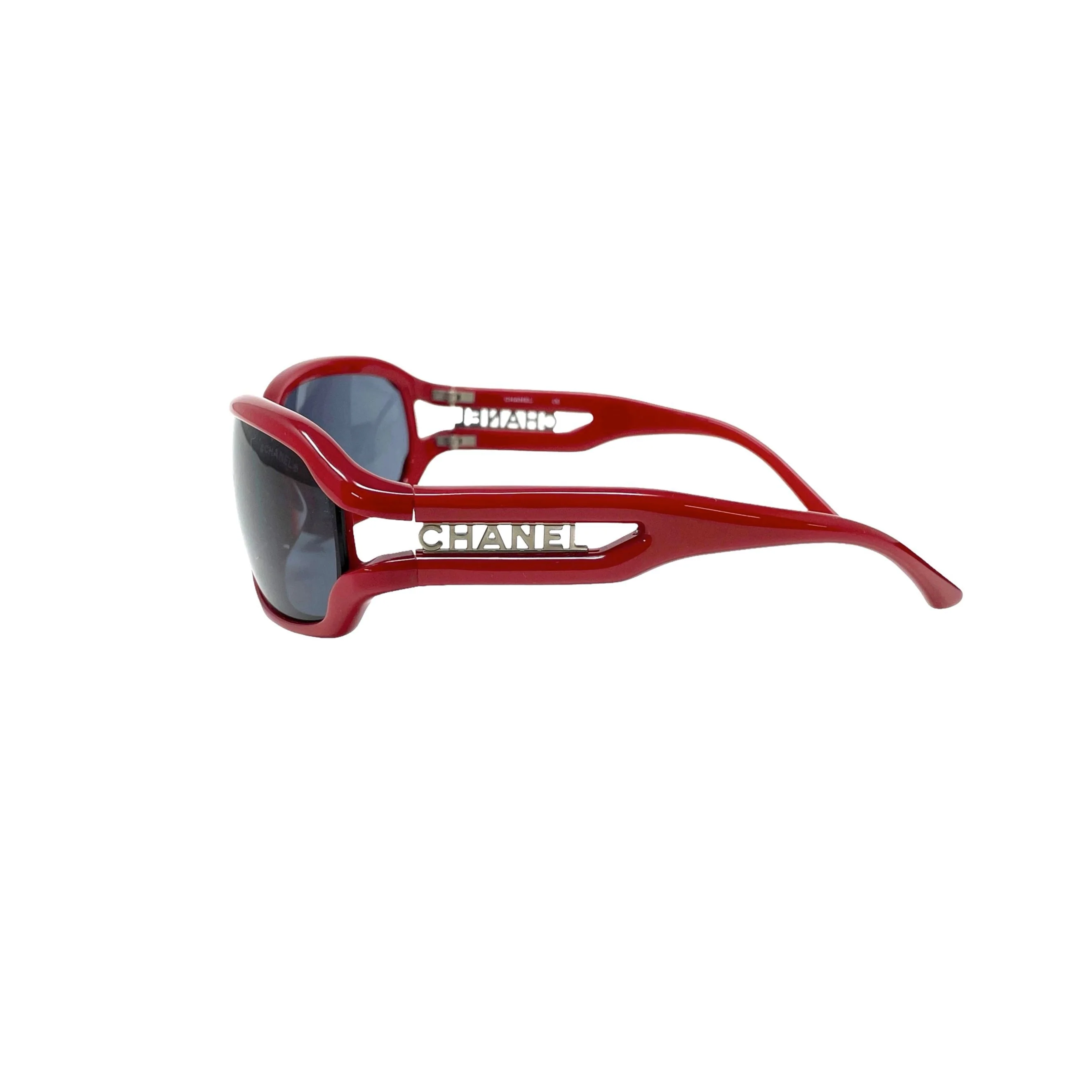 Chanel Red Cut Out Logo Sunglasses