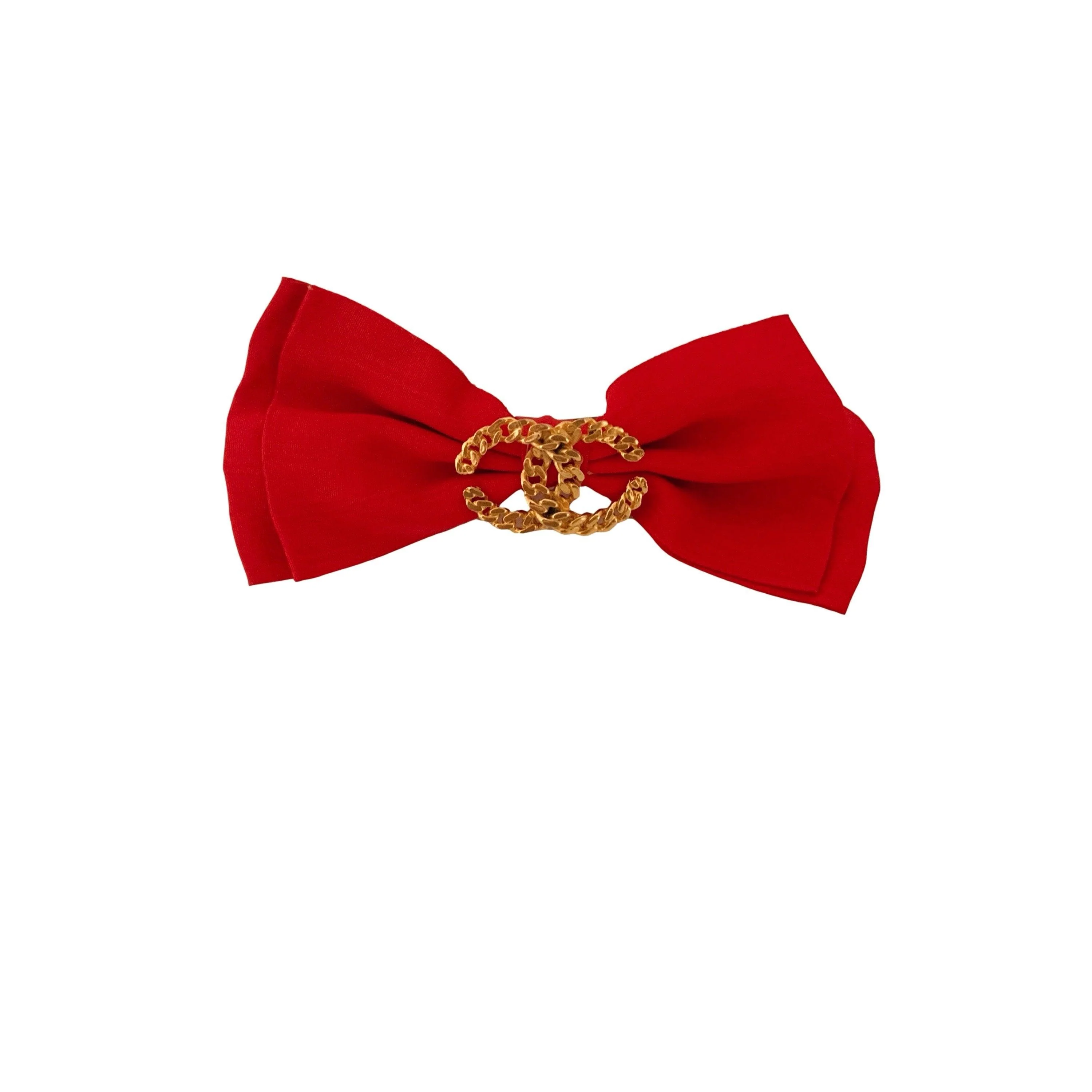 Chanel Red Jumbo Logo Grosgrain Bow