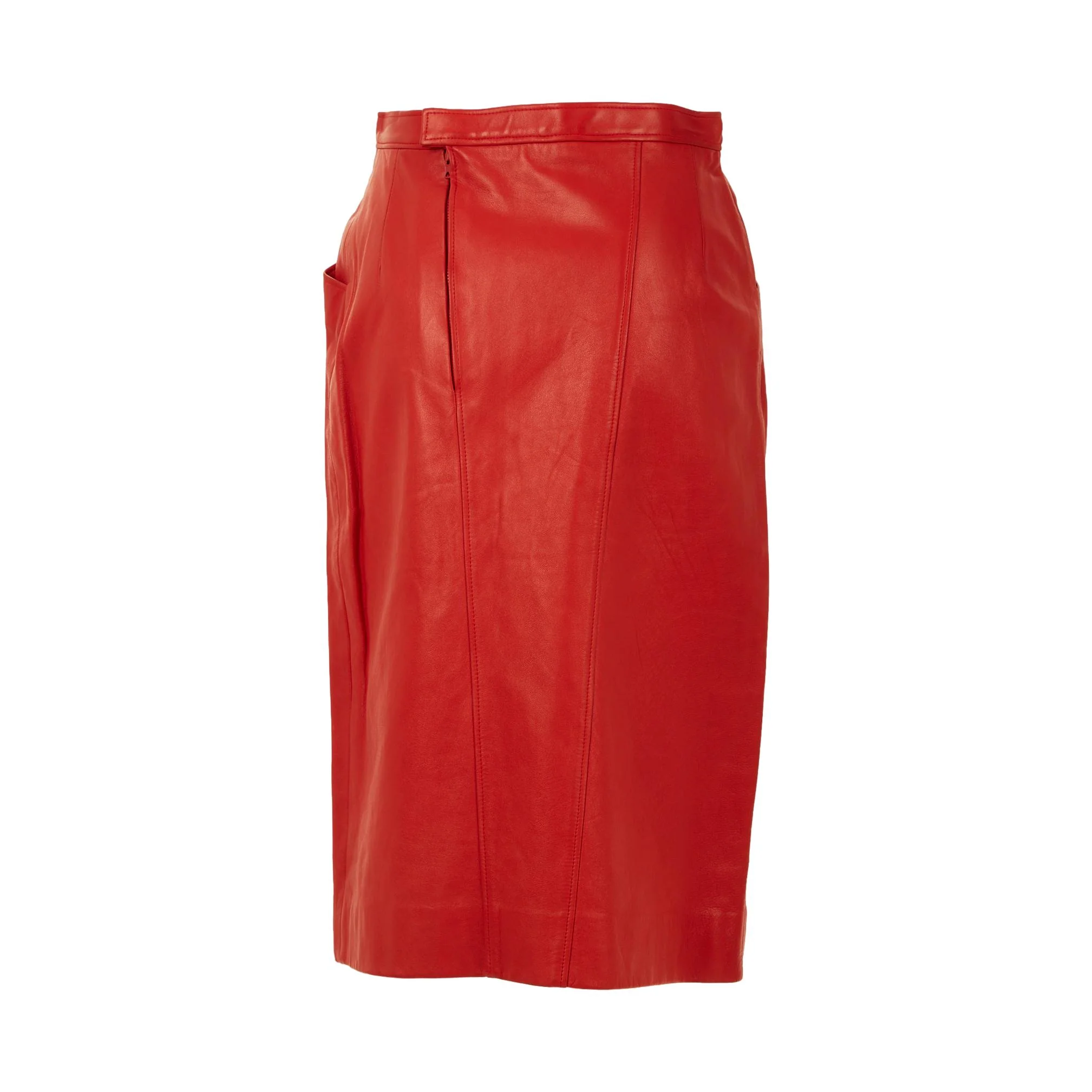 Chanel Red Leather Skirt - Image 2