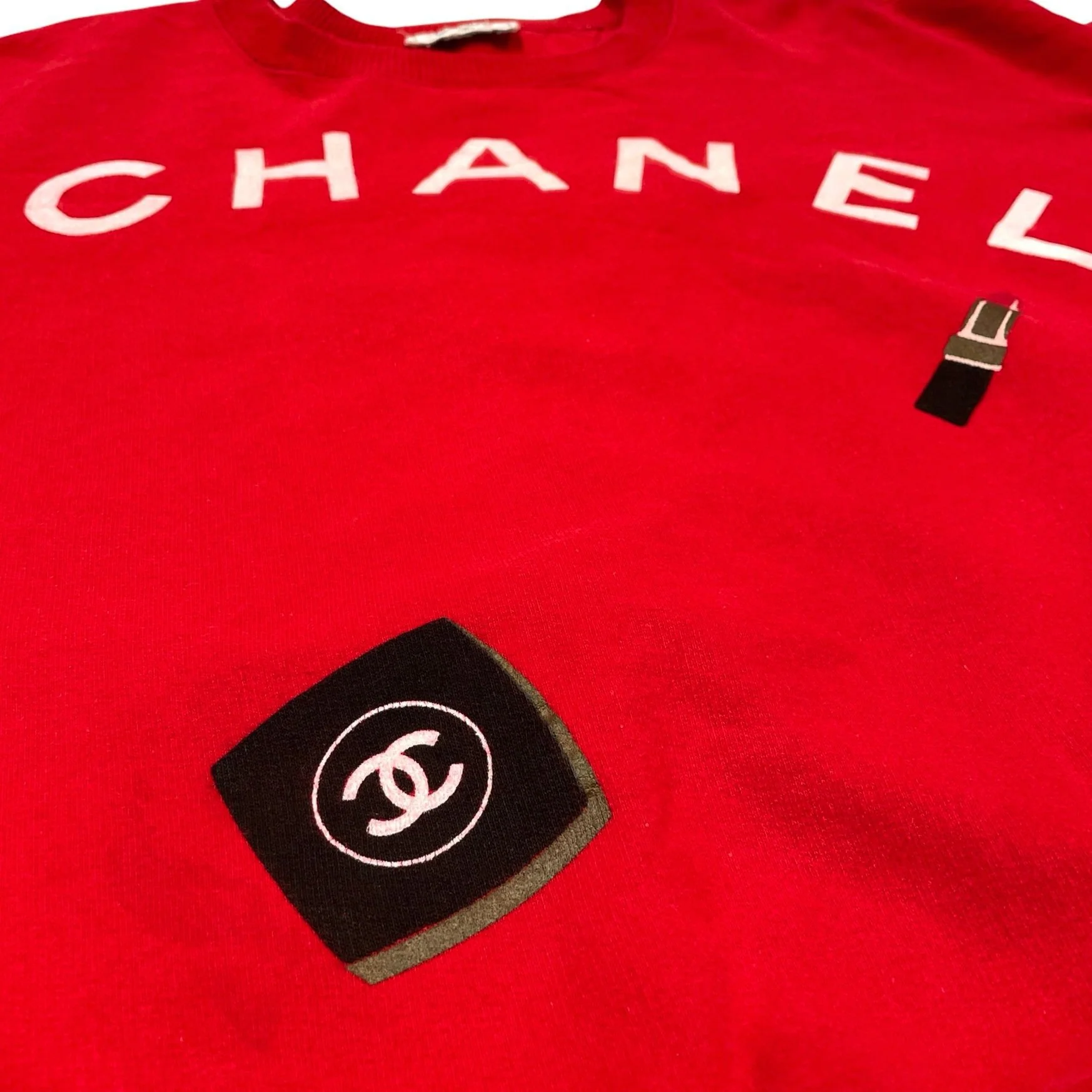 Chanel Red Lipstick Logo Sweatshirt - Image 3