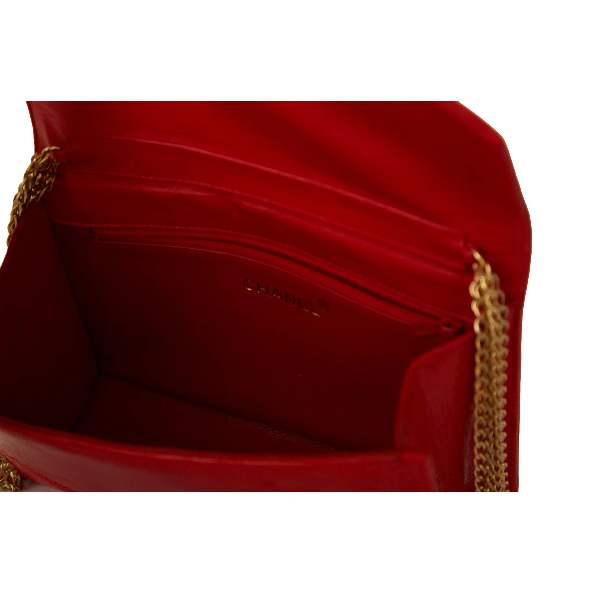 Chanel Red Lizard Chain Flap Bag - Image 4