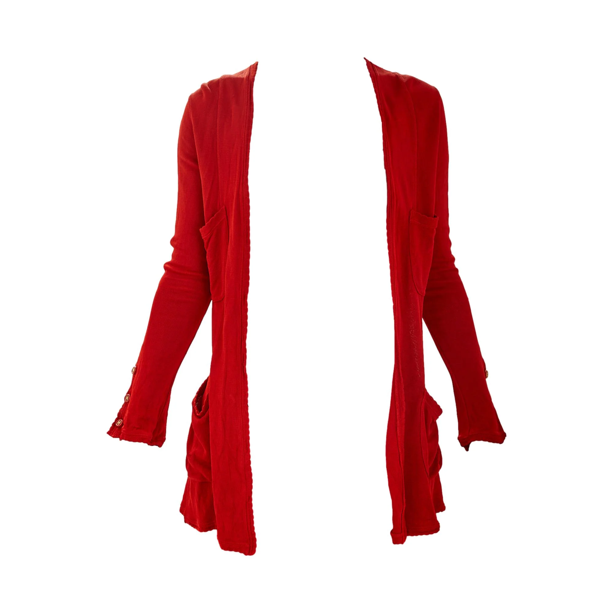 Chanel Red Logo Open Front Cardigan - Image 2
