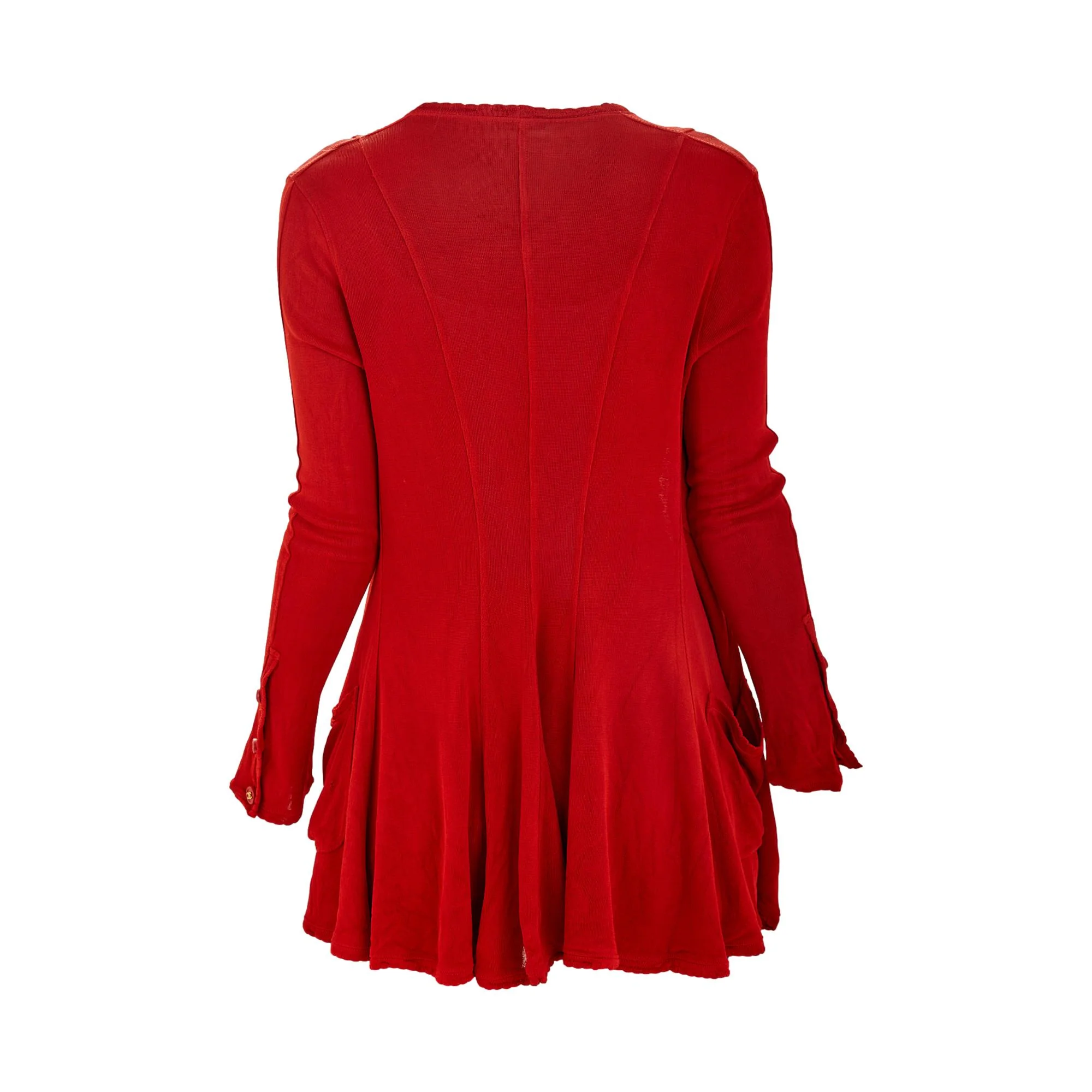 Chanel Red Logo Open Front Cardigan - Image 3