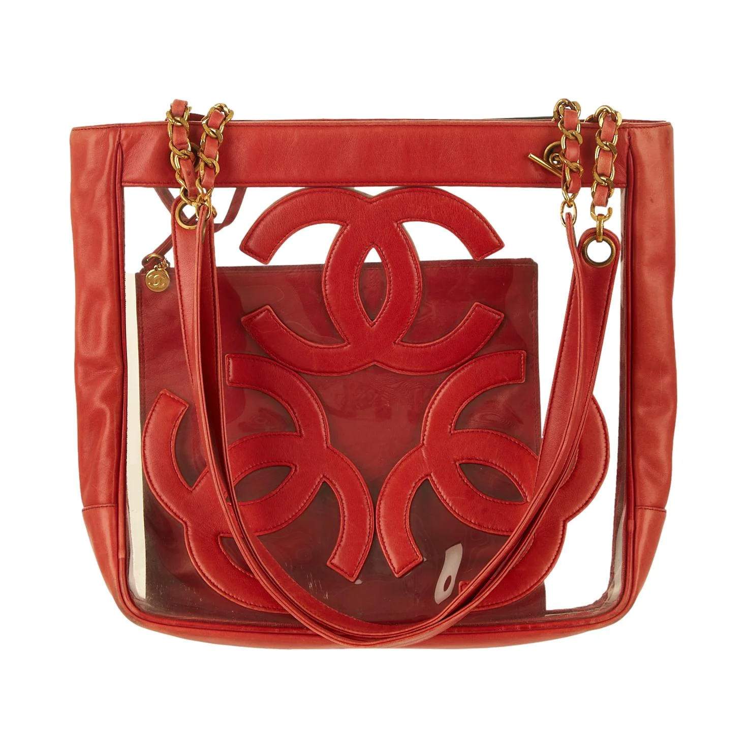 Chanel Red Logo Vinyl Shoulder Bag