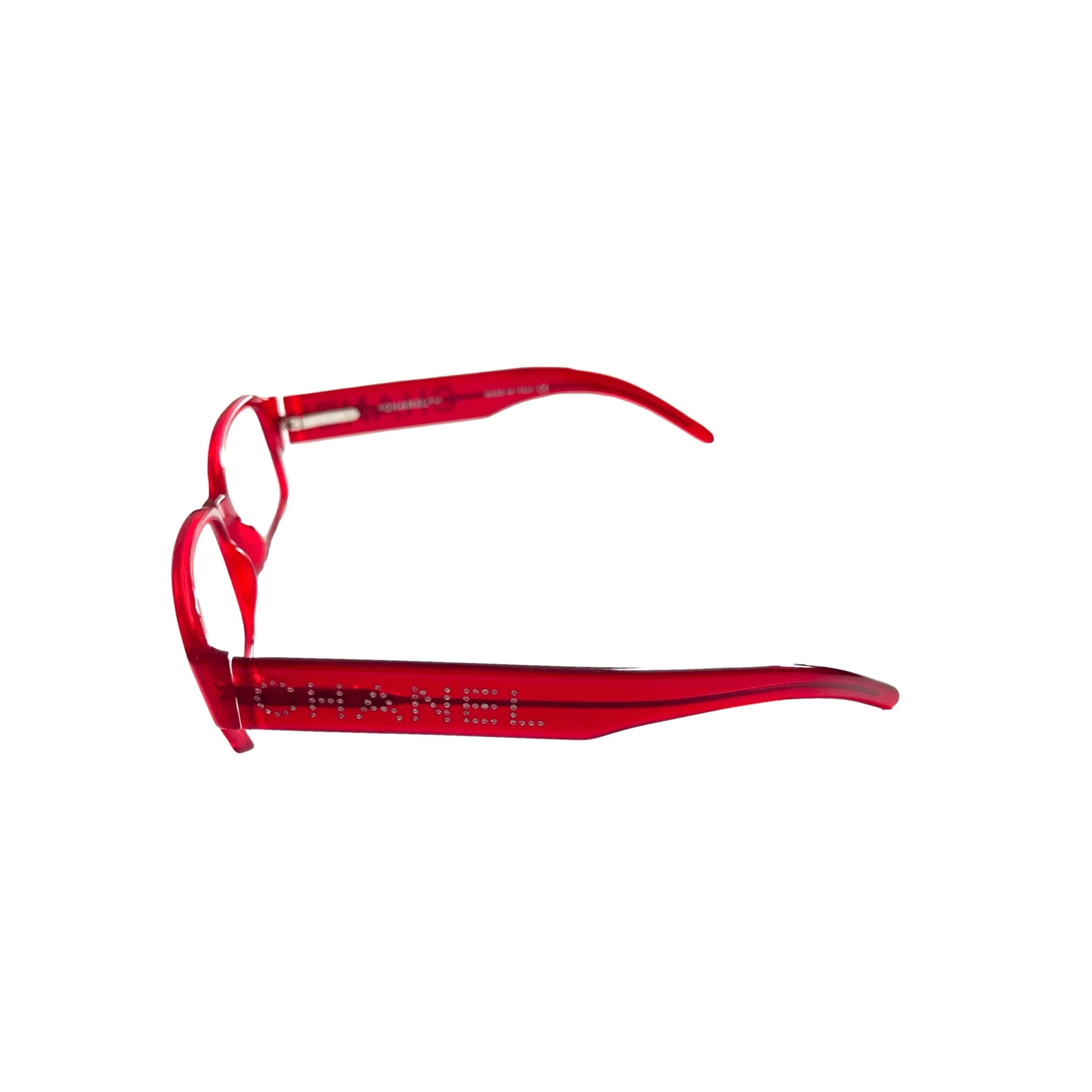Chanel Red Rhinestone Slim Glasses - Image 2