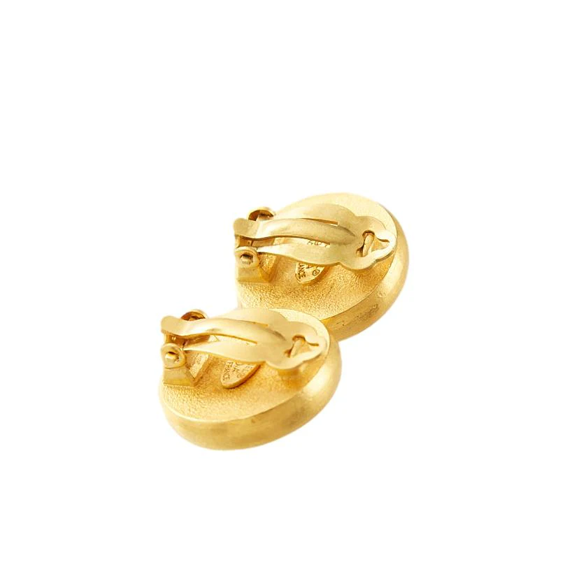 Chanel Red Stone Round Logo Earrings - Image 2
