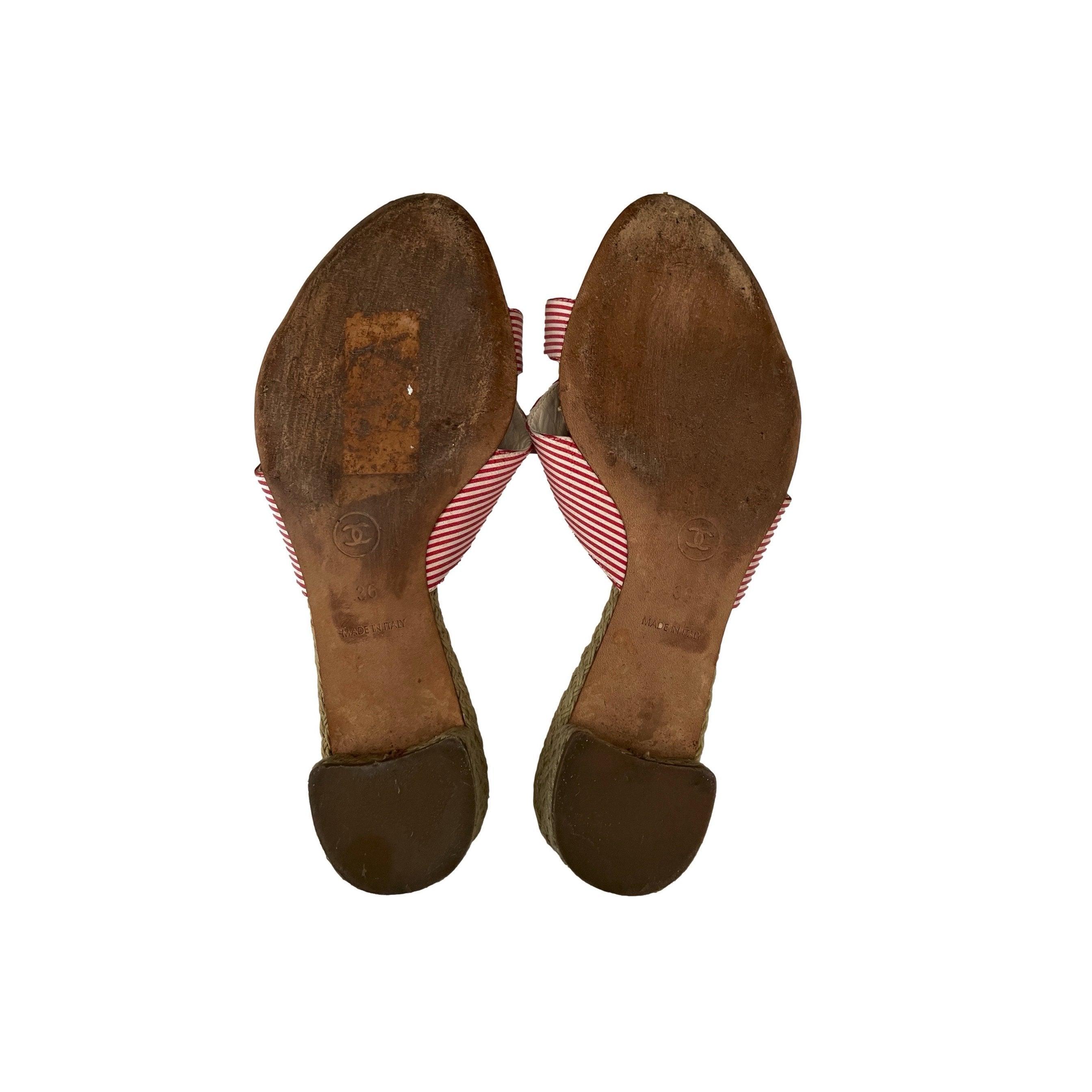 Chanel Red Stripe Logo Slides - Image 3