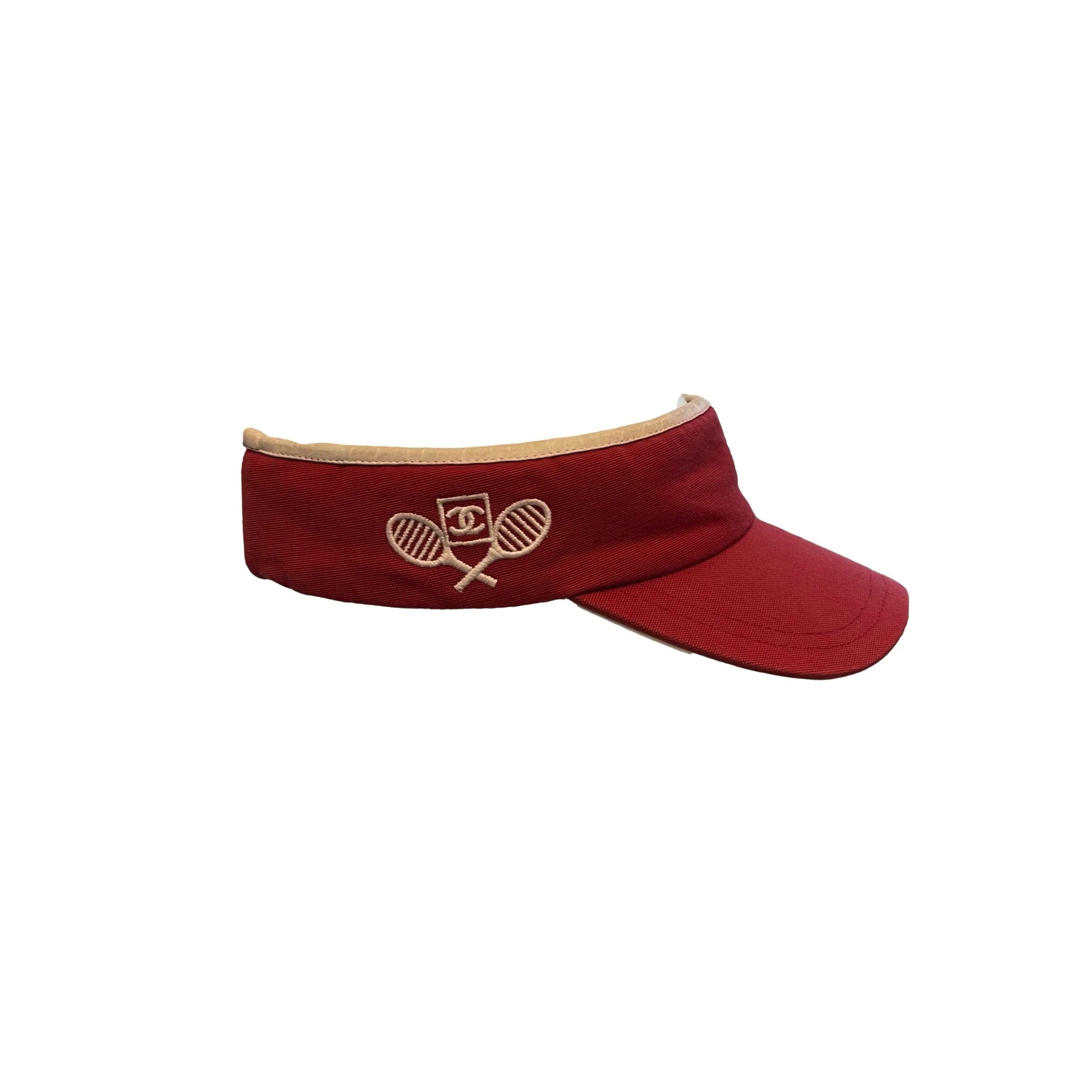 Chanel Red Tennis Logo Visor