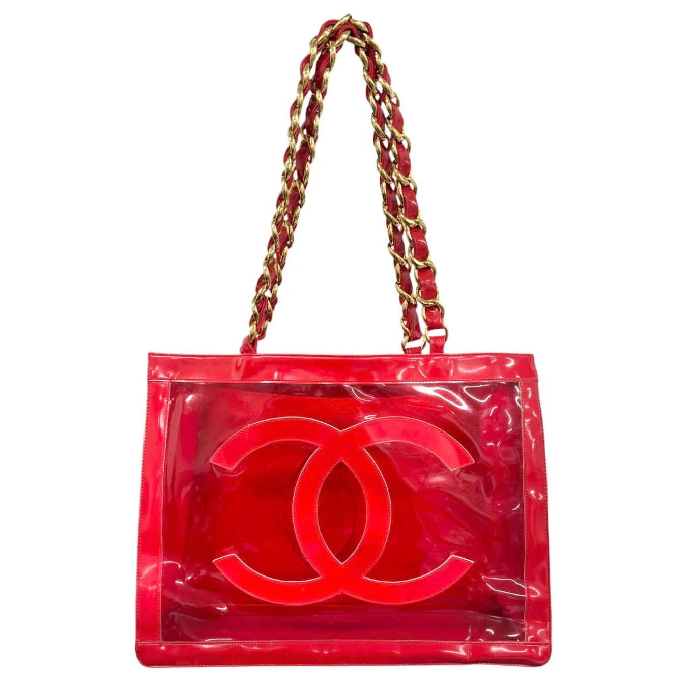 Chanel Red Transparent Chain Bag - Image 2