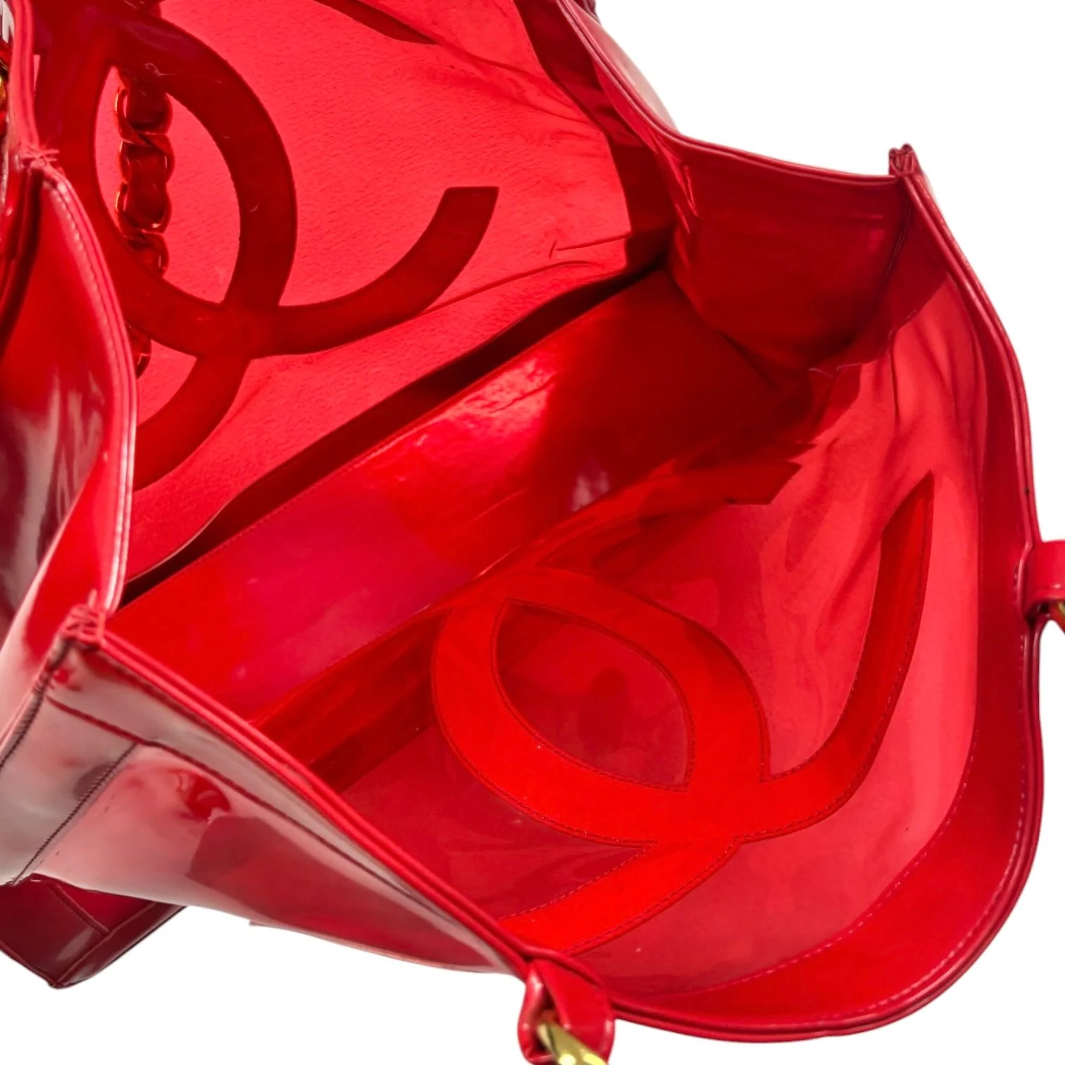 Chanel Red Transparent Chain Bag - Image 3
