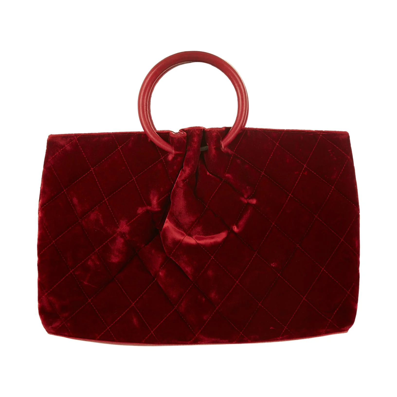Chanel Red Velvet Top Handle Bag - Image 2