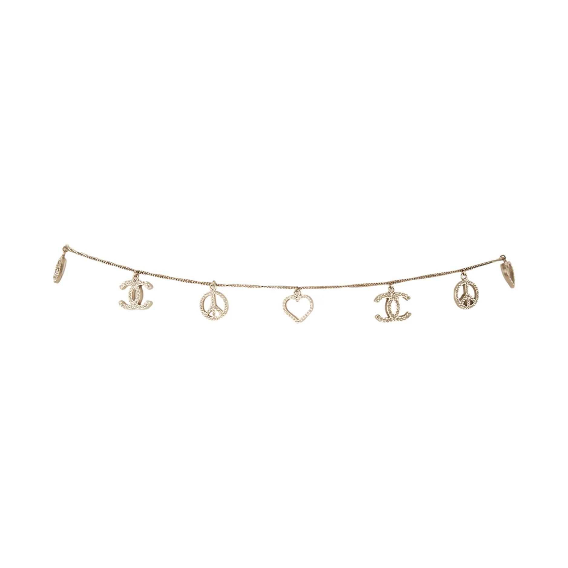 Chanel Sliver Rhinestone Charm Necklace