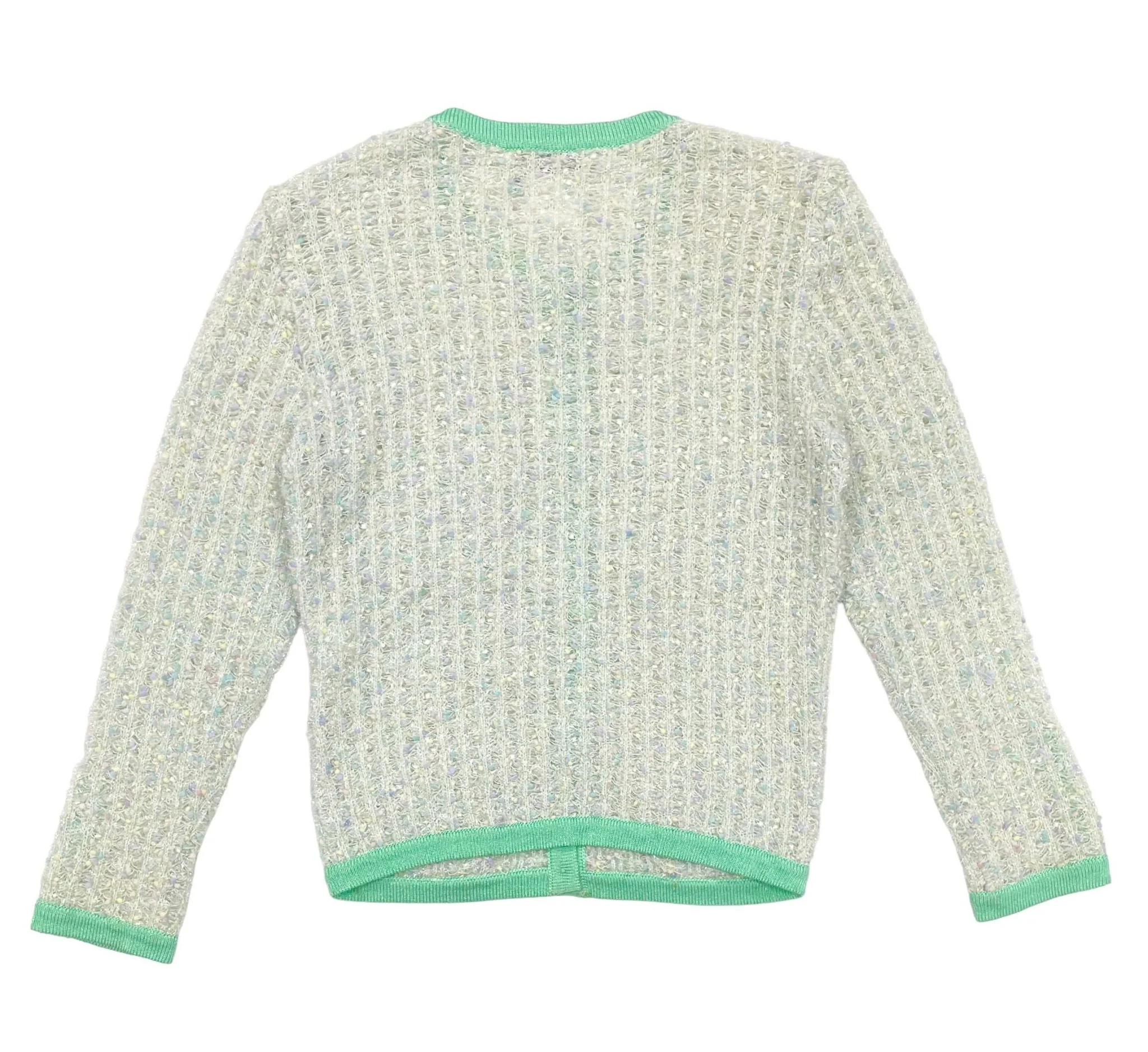 Chanel Sea Foam Textured Logo Cardigan - Image 2