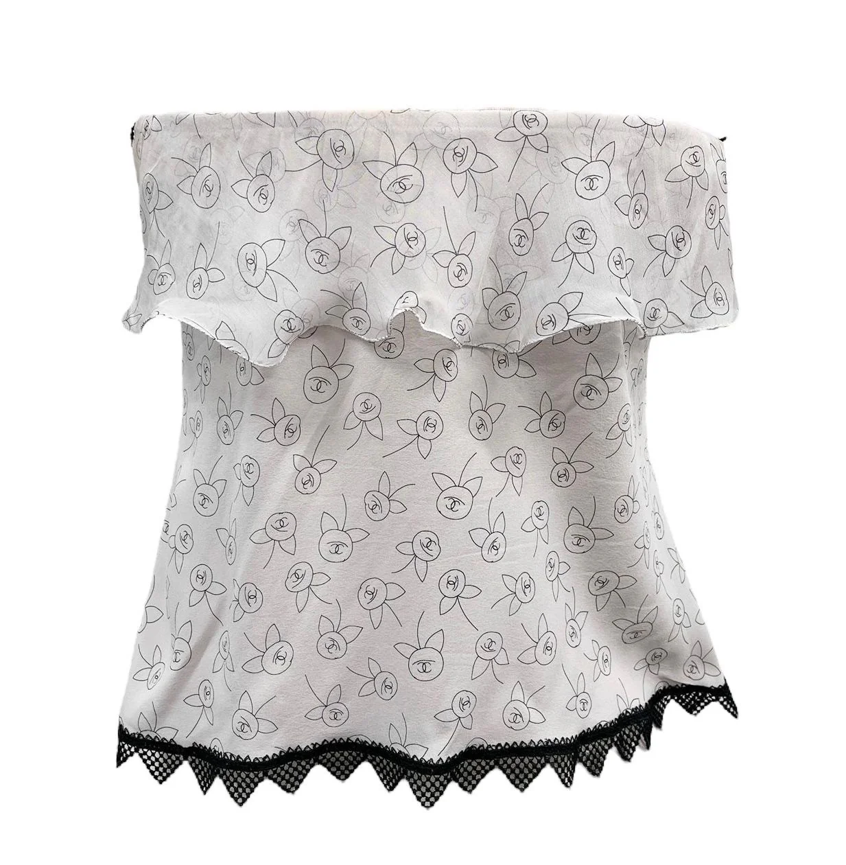 Chanel Silk Floral Logo Tube Top - Image 2