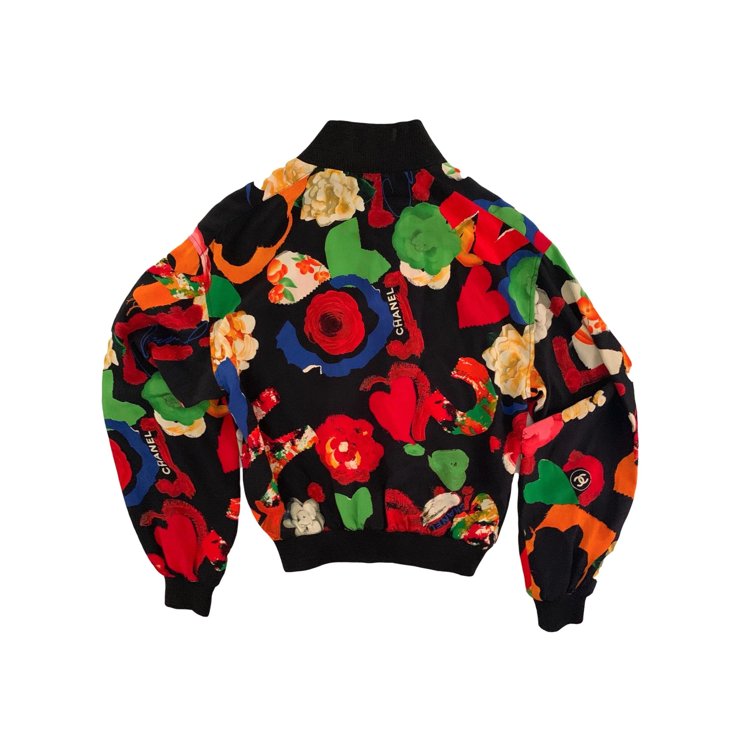 Chanel Silk Multicolor Logo Graffiti Bomber - Image 2
