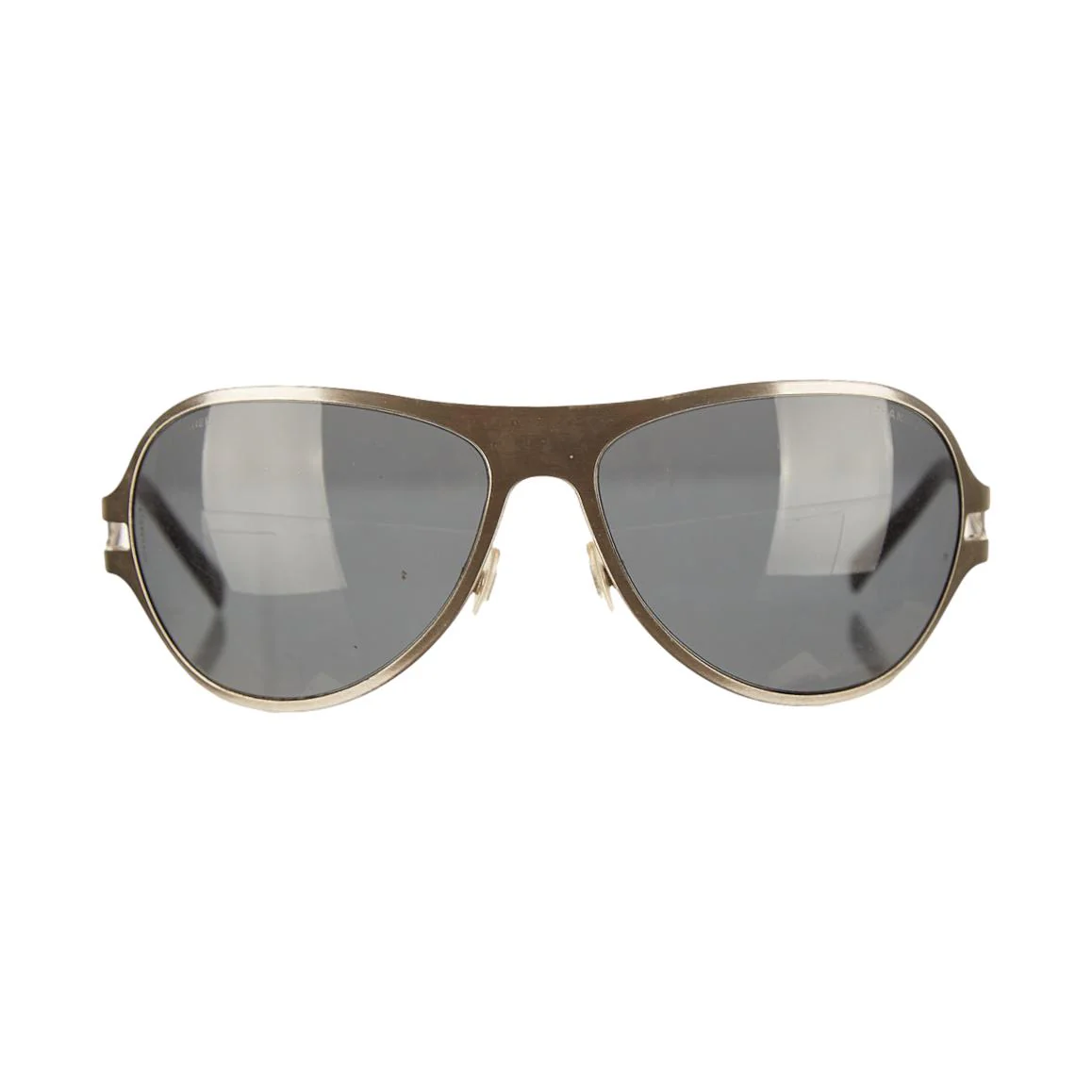 Chanel Silver Logo Aviator Sunglasses - Image 2