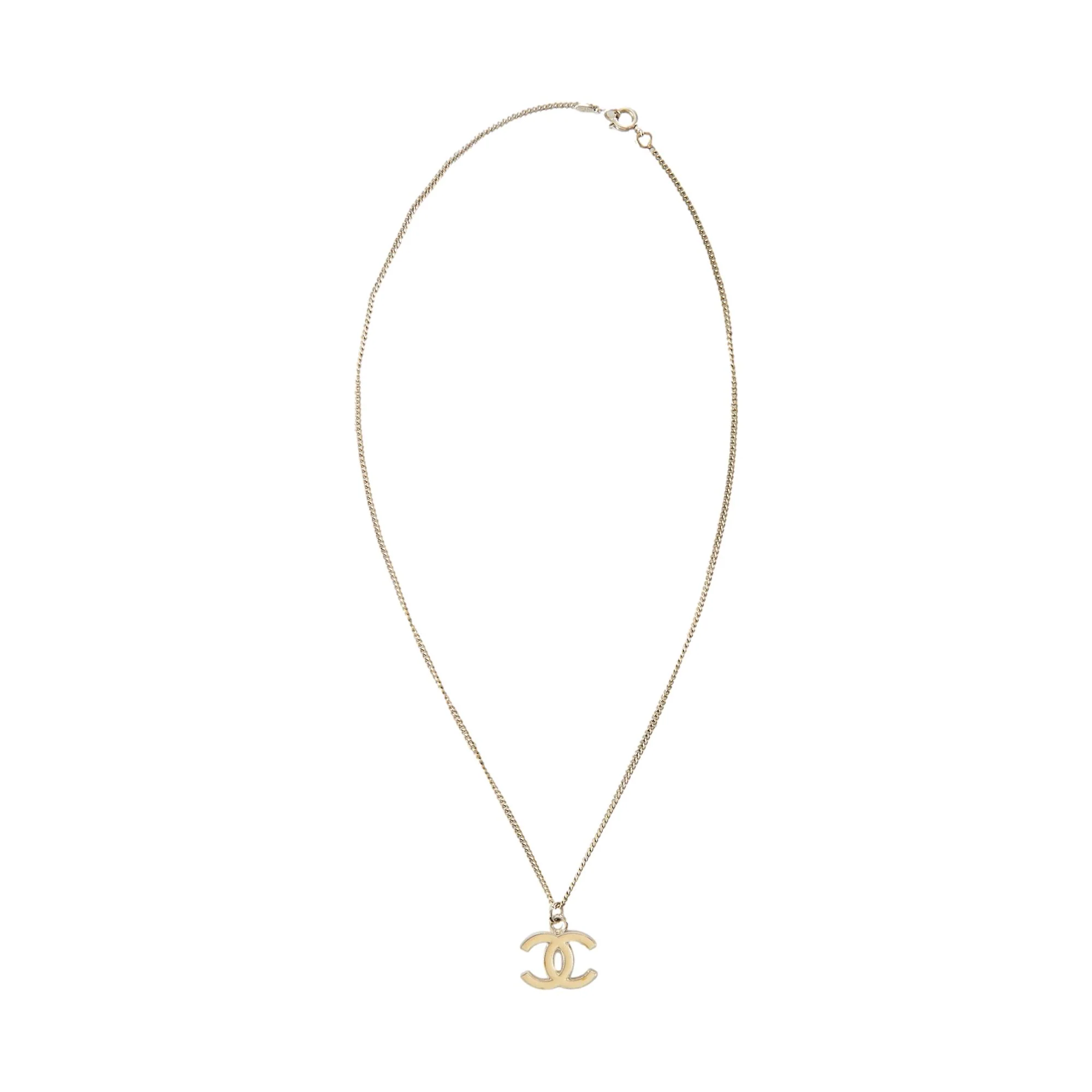 Chanel Silver Logo Necklace