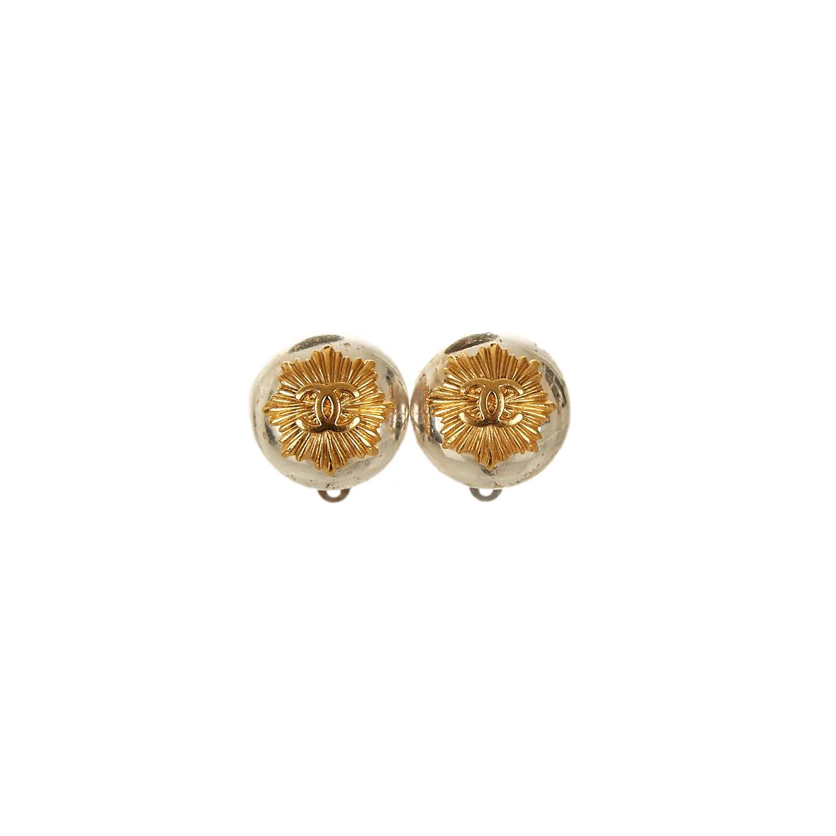 Chanel Silver Medallion Round Earrings
