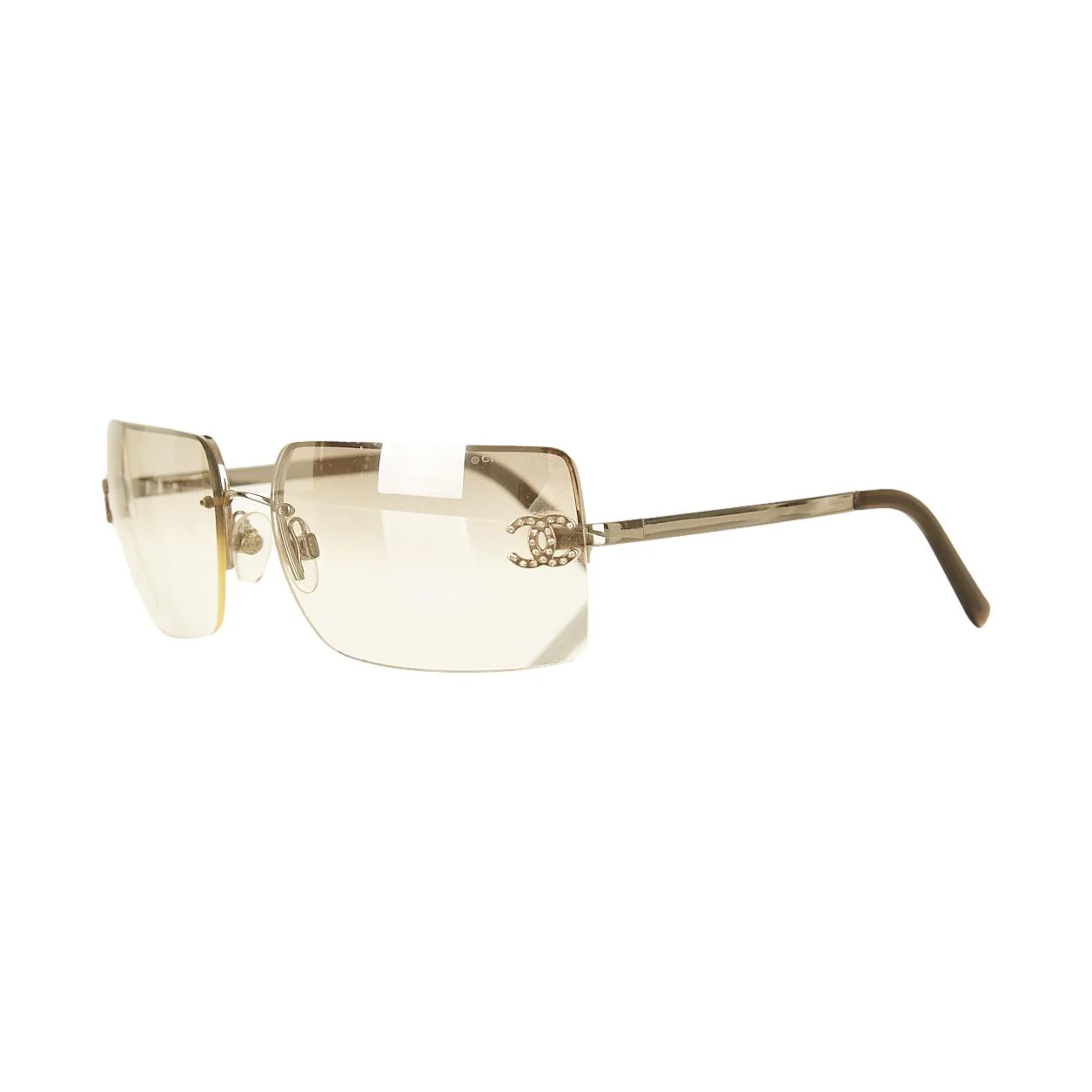 Chanel Silver Rhinestone Rimless Sunglasses