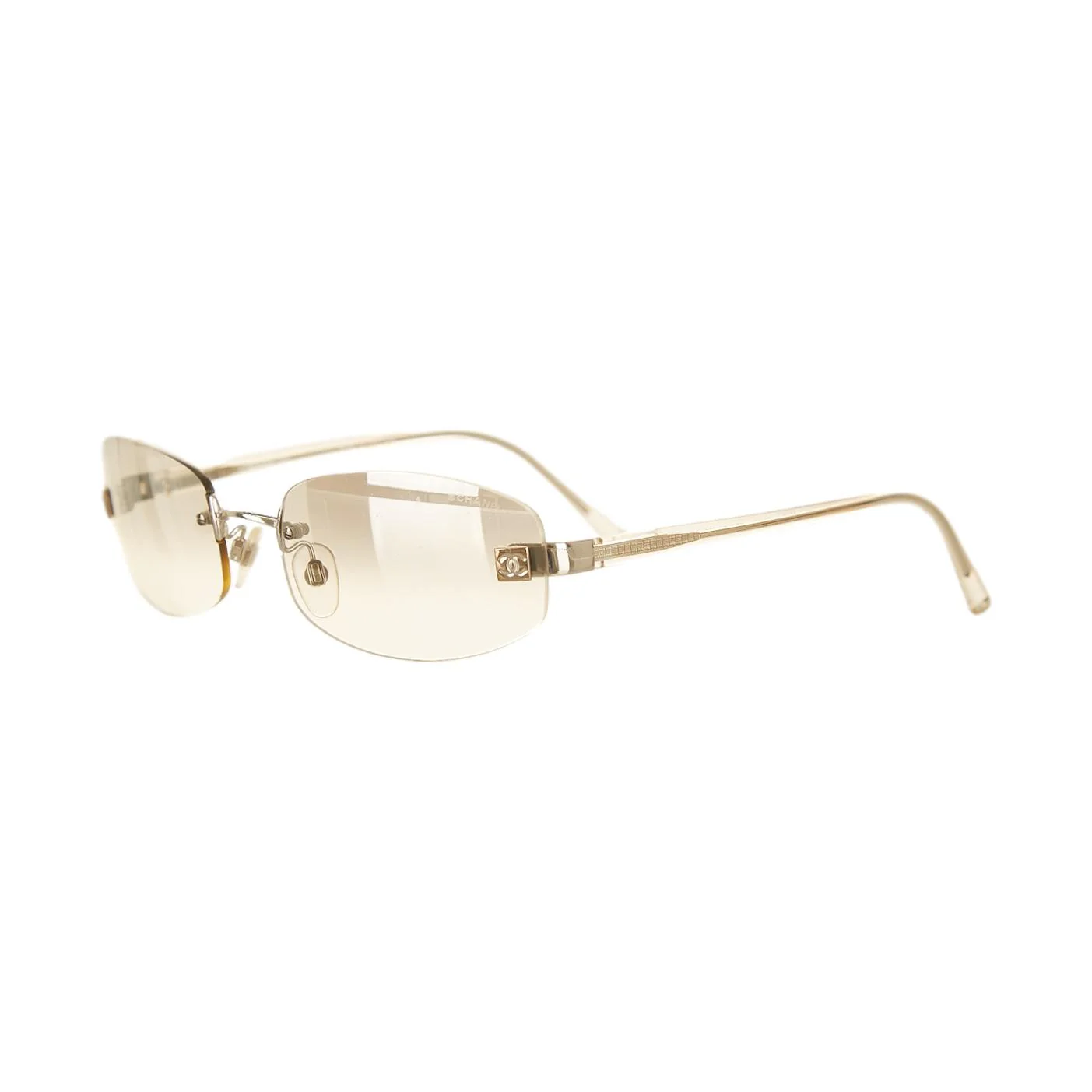 Chanel Silver Rimless Logo Sunglasses