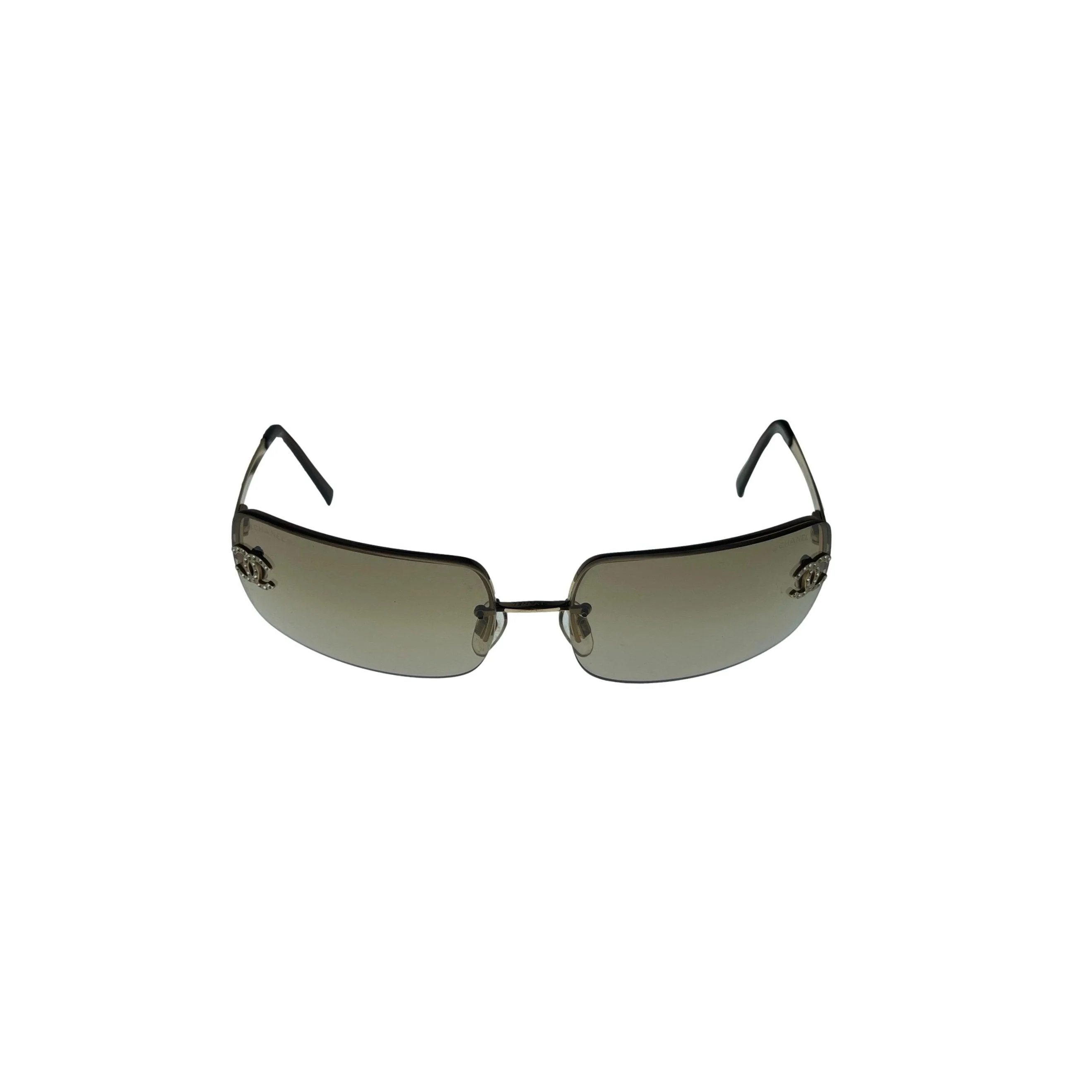 Chanel Smoke Logo Rimless Sunglasses