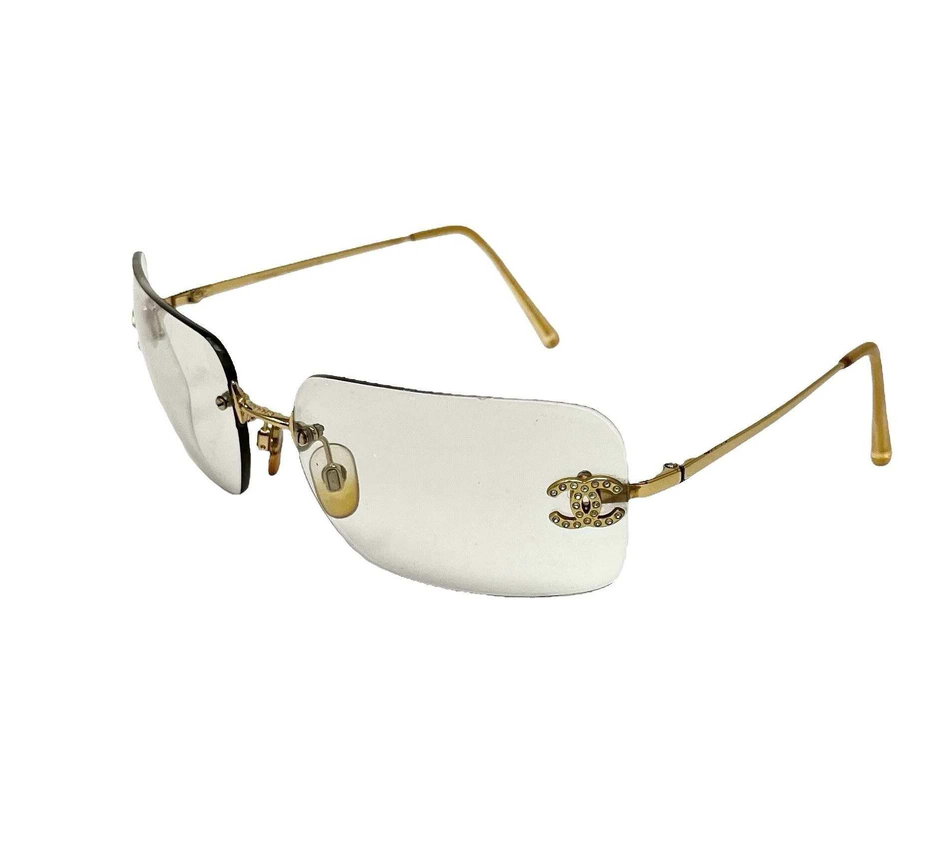 Chanel Clear Rhinestone Rimless Sunglasses