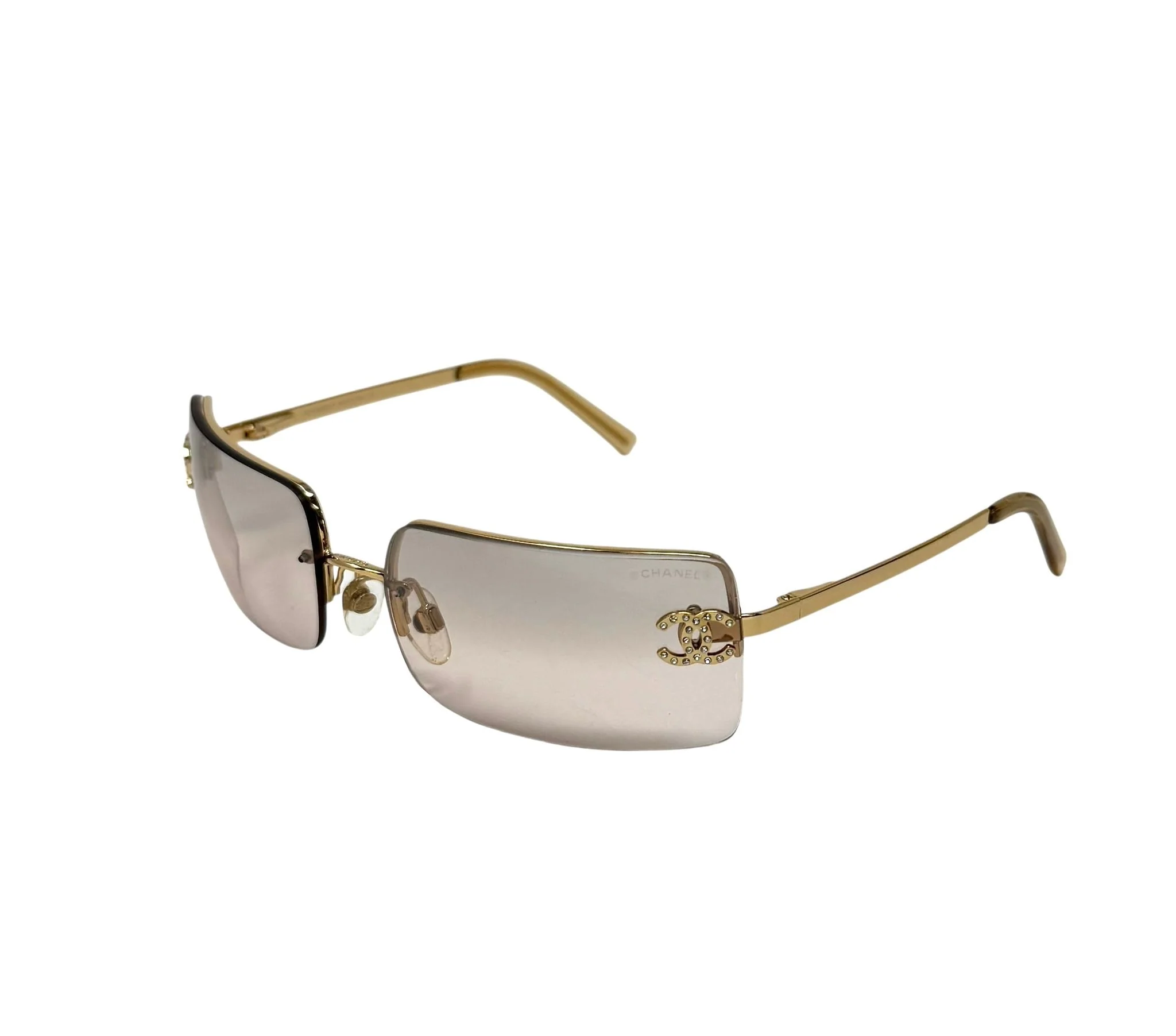 Chanel Smoke Rhinestone Rimless Sunglasses
