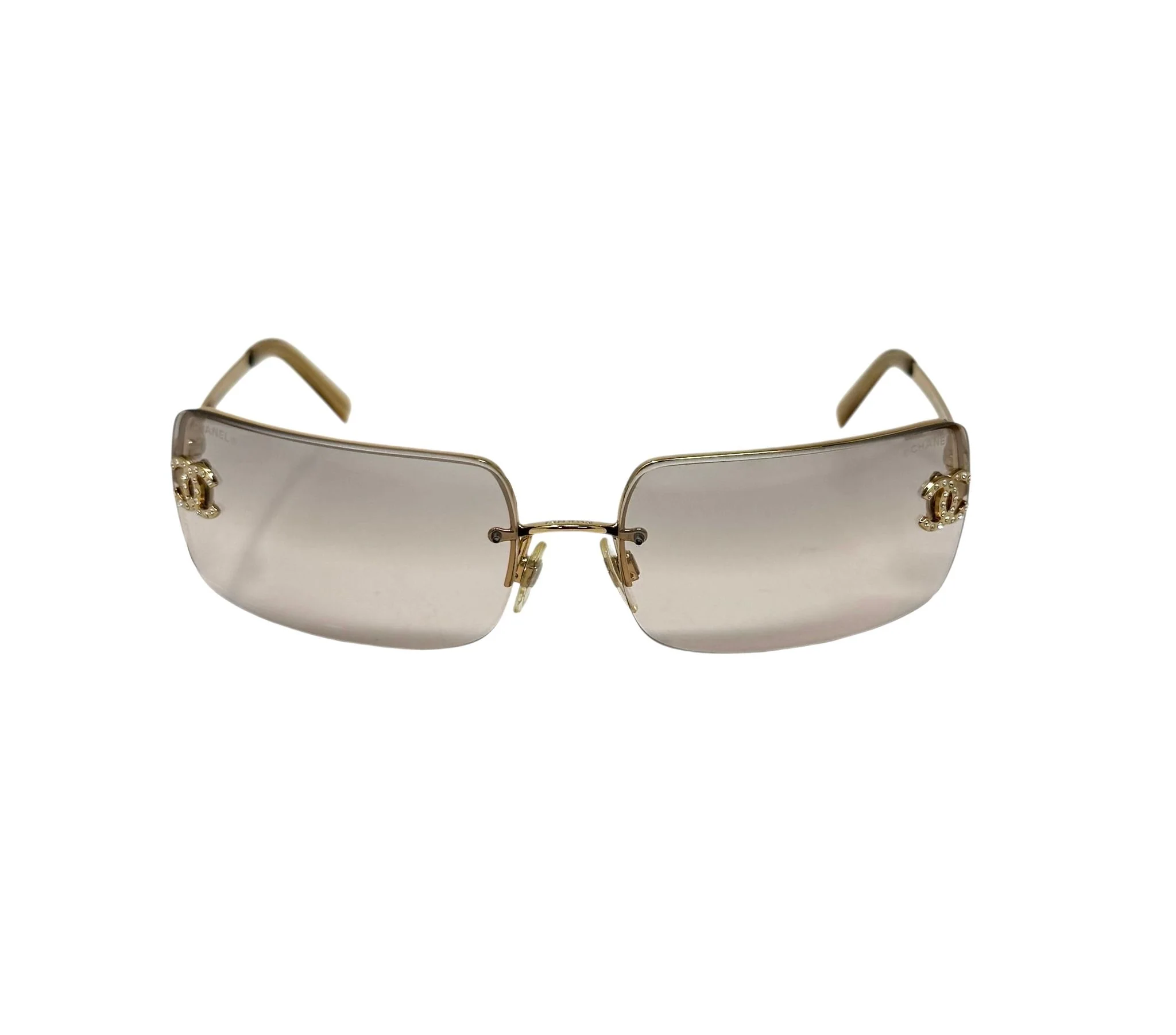 Chanel Smoke Rhinestone Rimless Sunglasses - Image 2