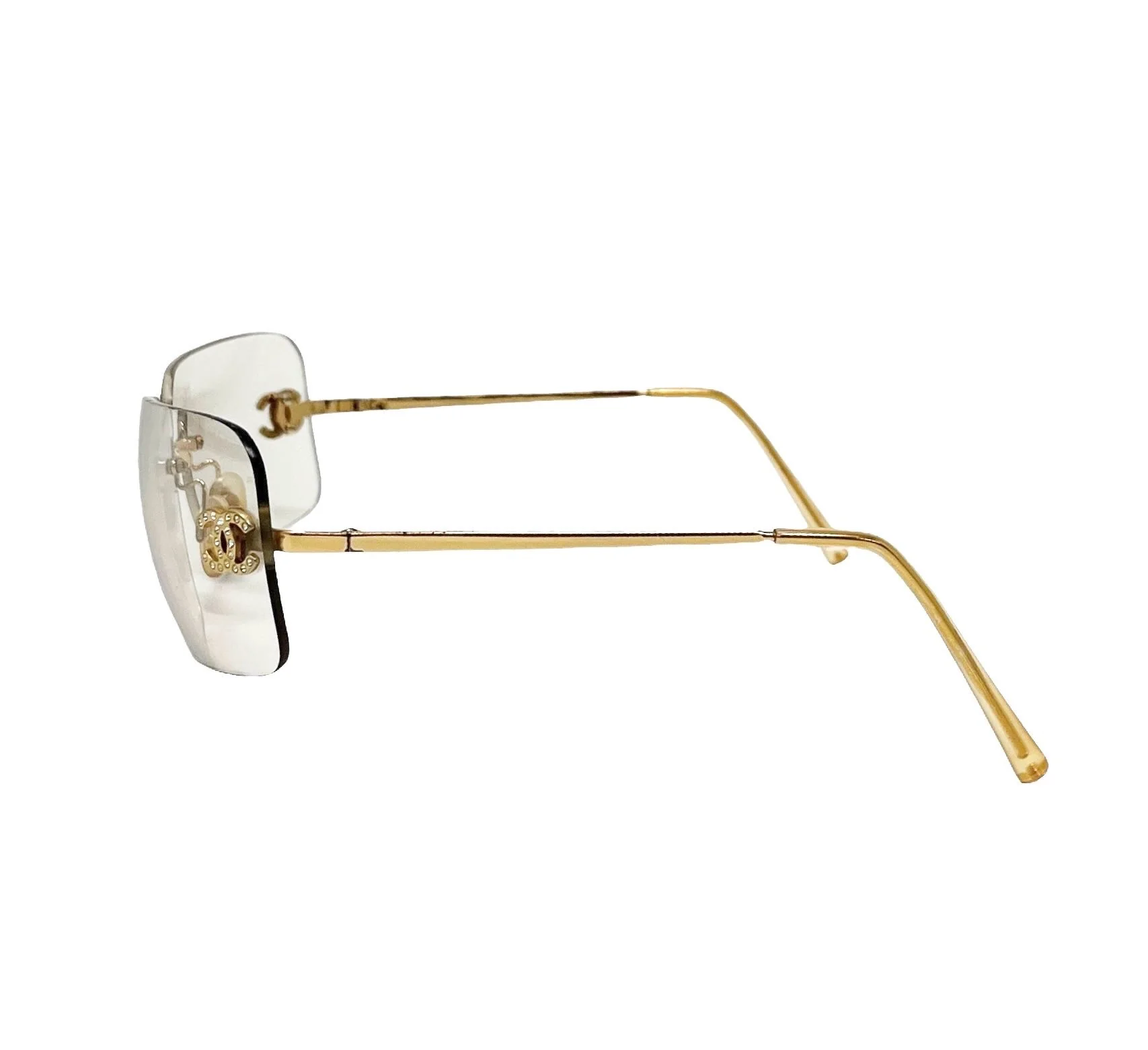 Chanel Clear Rhinestone Rimless Sunglasses - Image 2