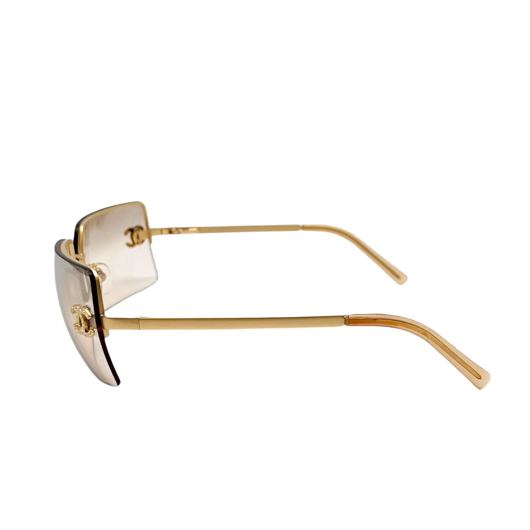 Chanel Smoke Rhinestone Rimless Sunglasses - Image 3
