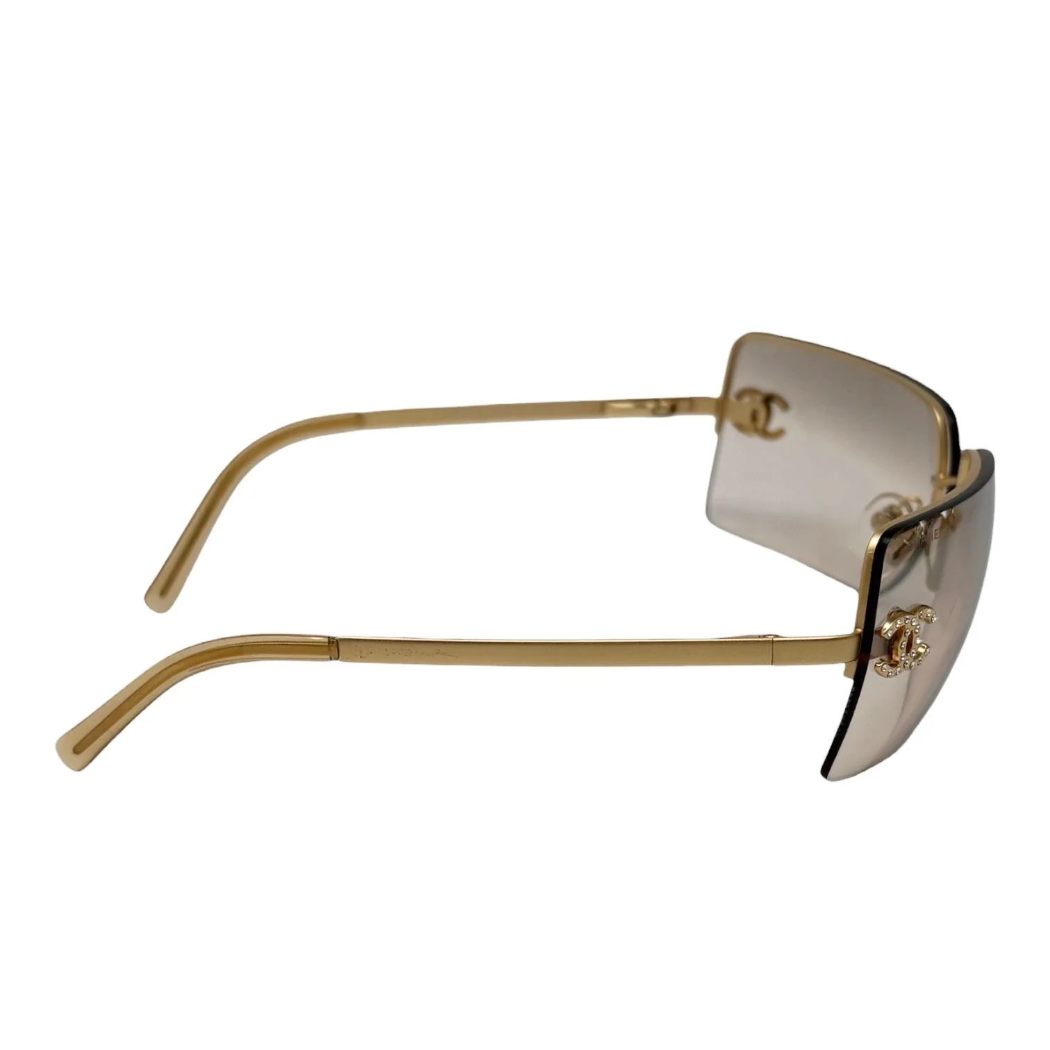 Chanel Smoke Rhinestone Rimless Sunglasses - Image 3