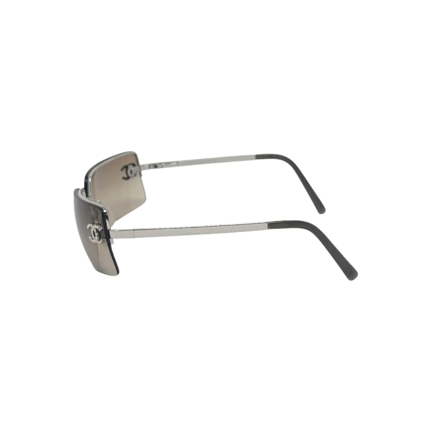 Chanel Smoke Rhinestone Rimless Sunglasses - Image 2