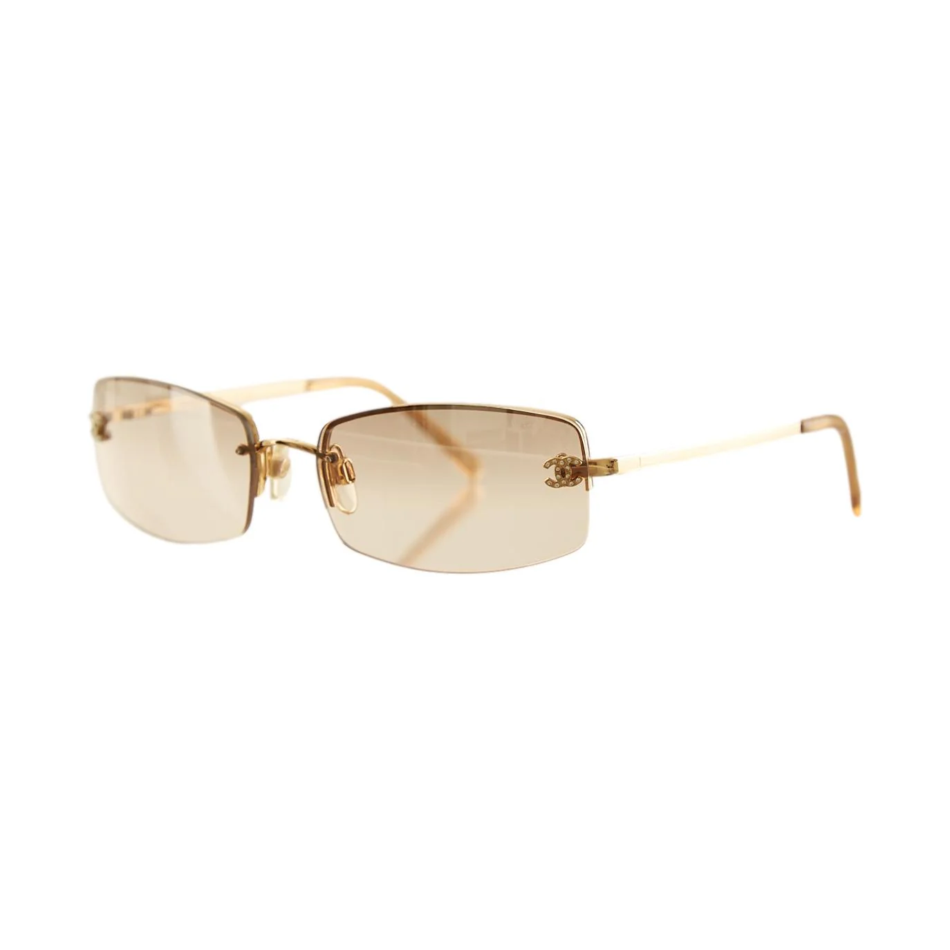 Chanel Smoke Rhinestone Mini Rimless Sunglasses