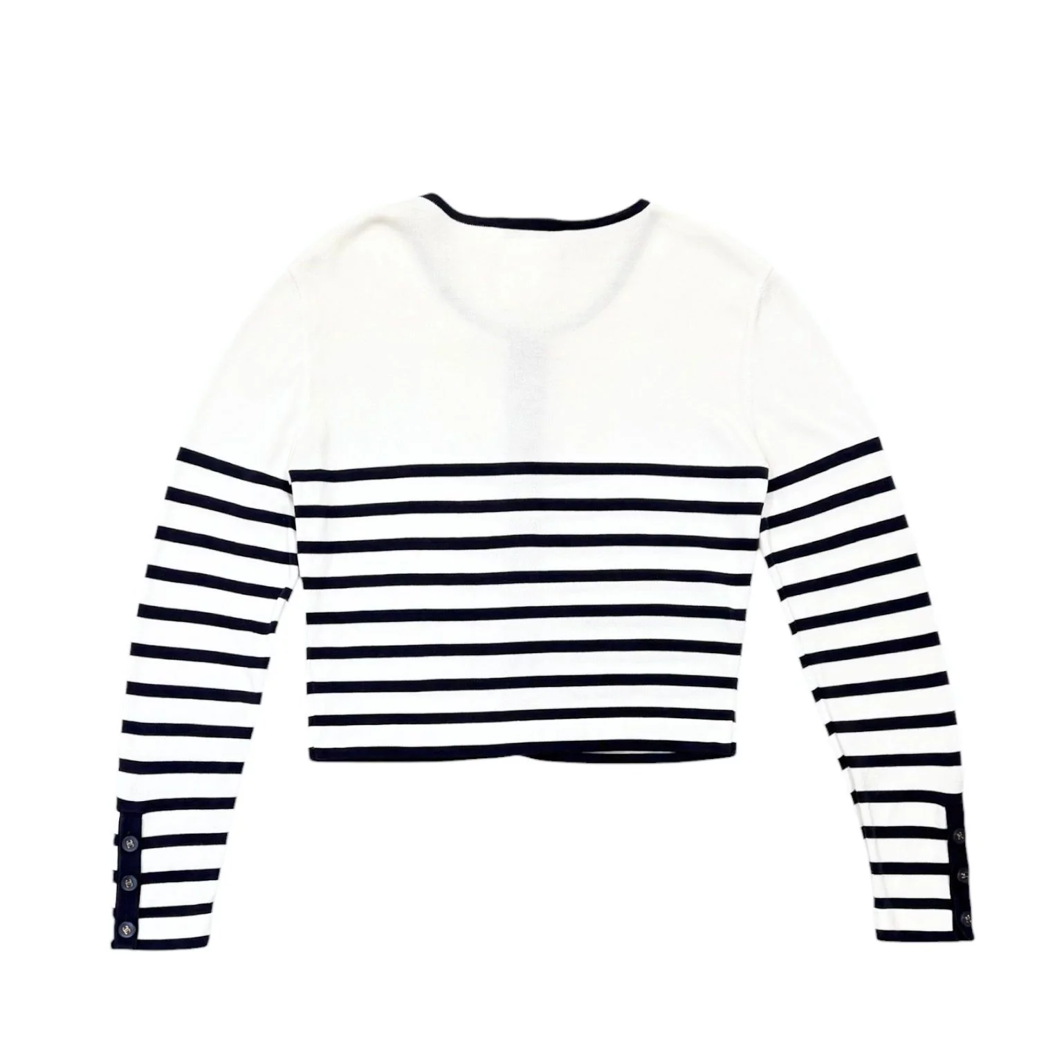 Chanel Navy Striped Cropped Cardigan - Image 2