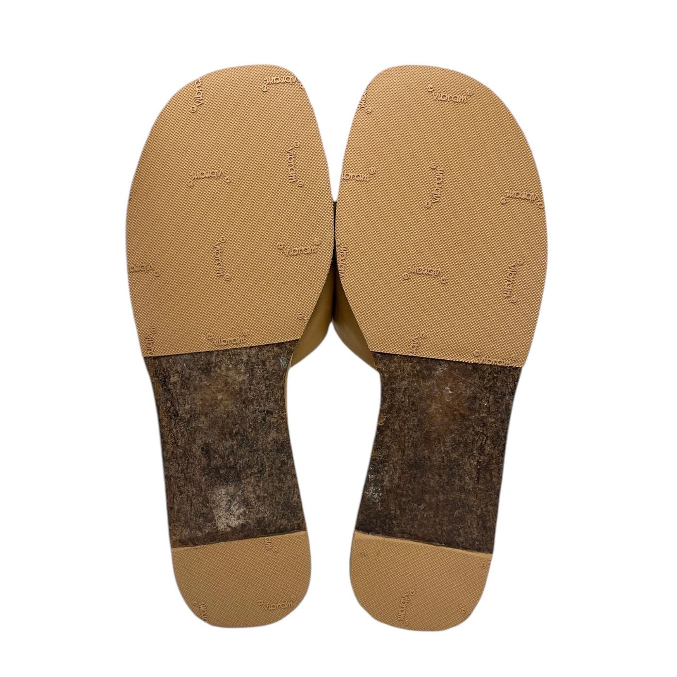 Chanel Tan + Black Leather Logo Sandals - Image 3