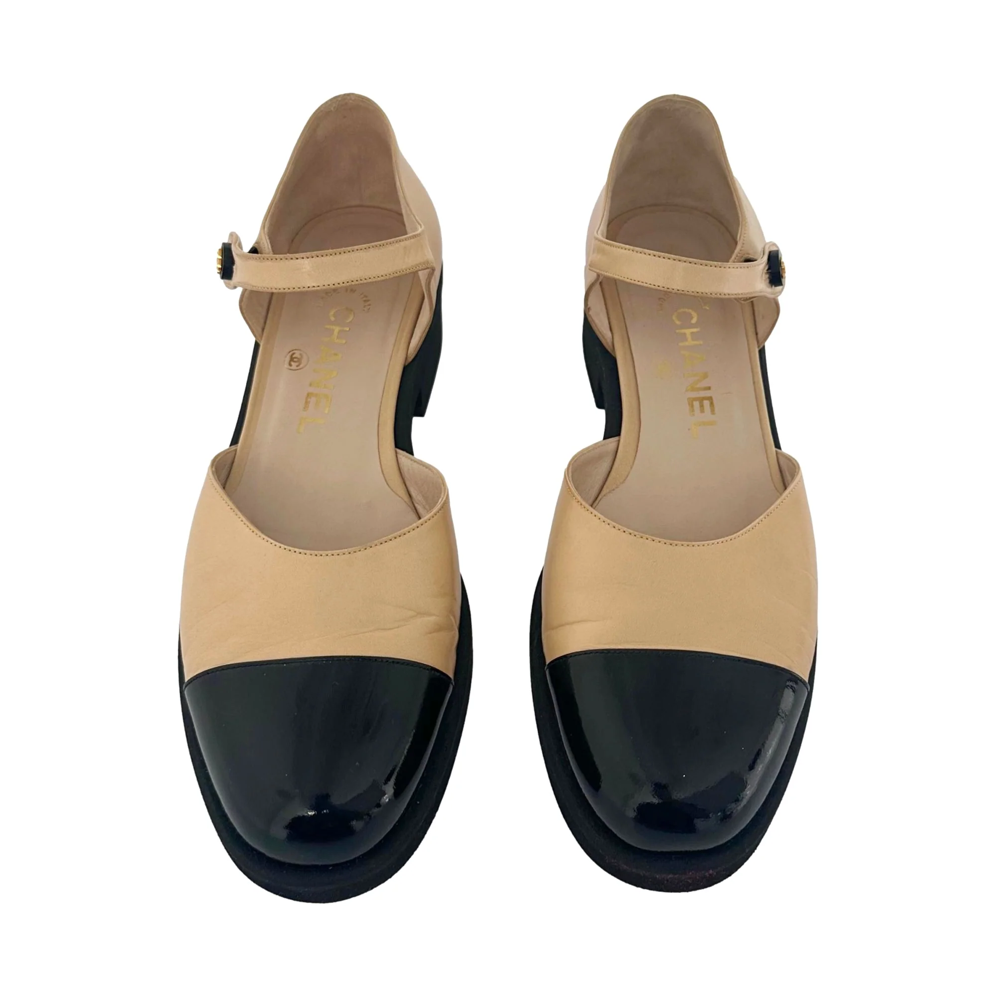 Chanel Tan + Black Mary-Jane’s - Image 2