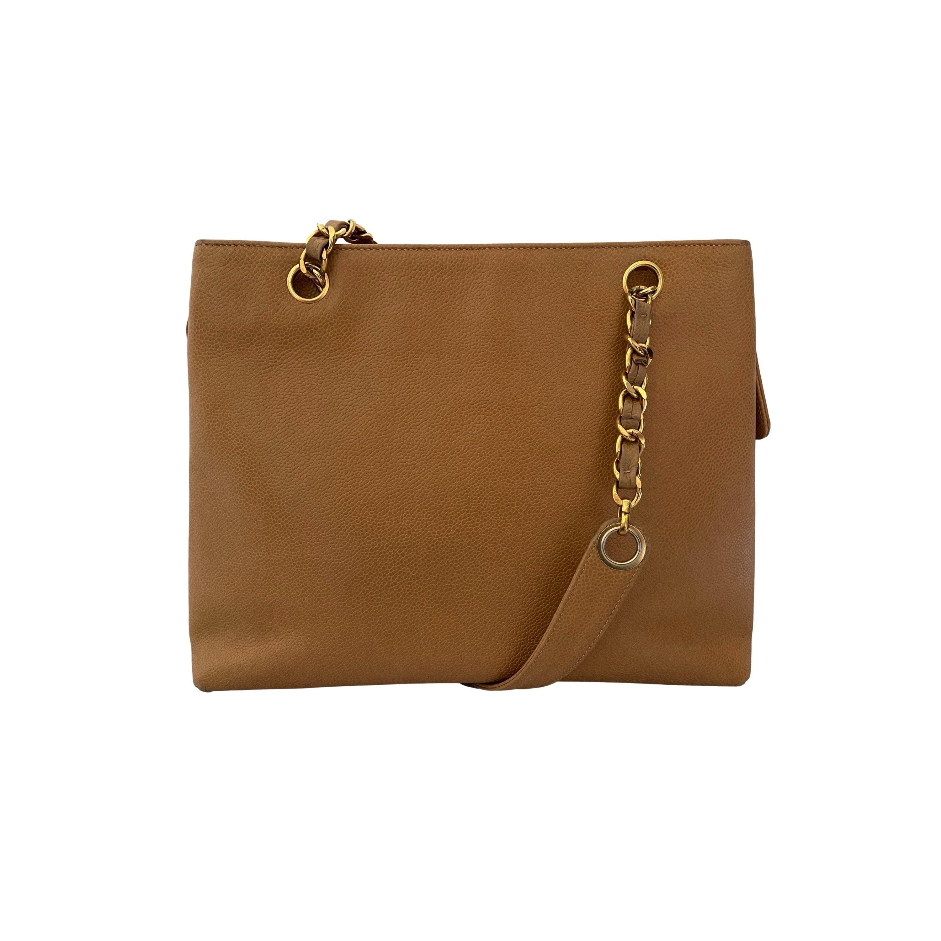 Chanel Tan Caviar Chain Tote - Image 2