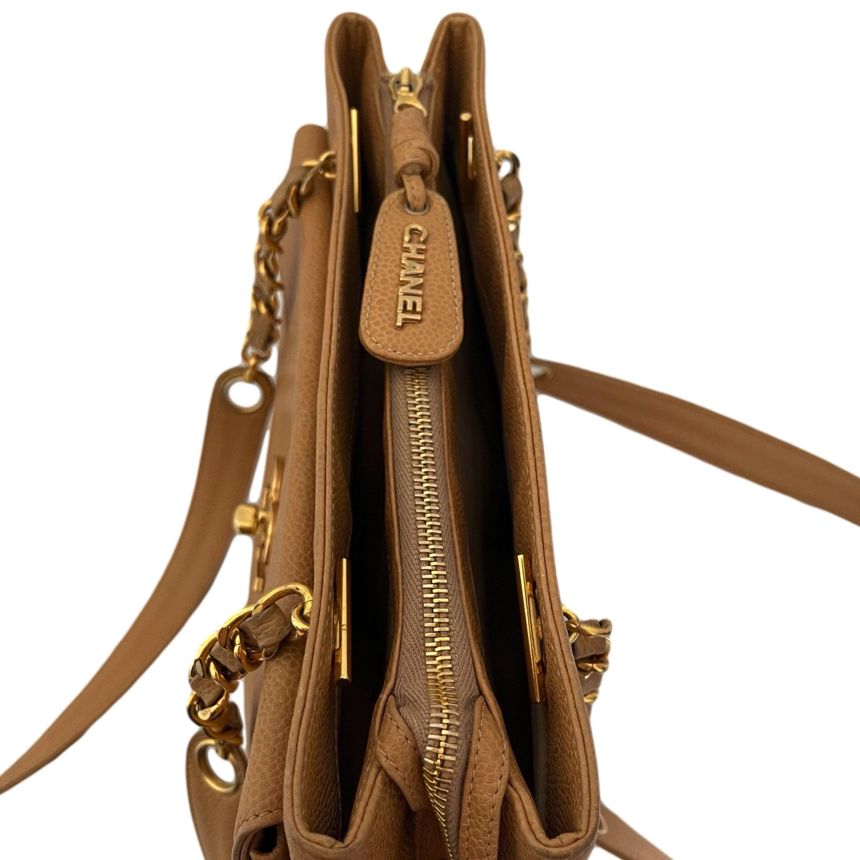 Chanel Tan Caviar Chain Tote - Image 3