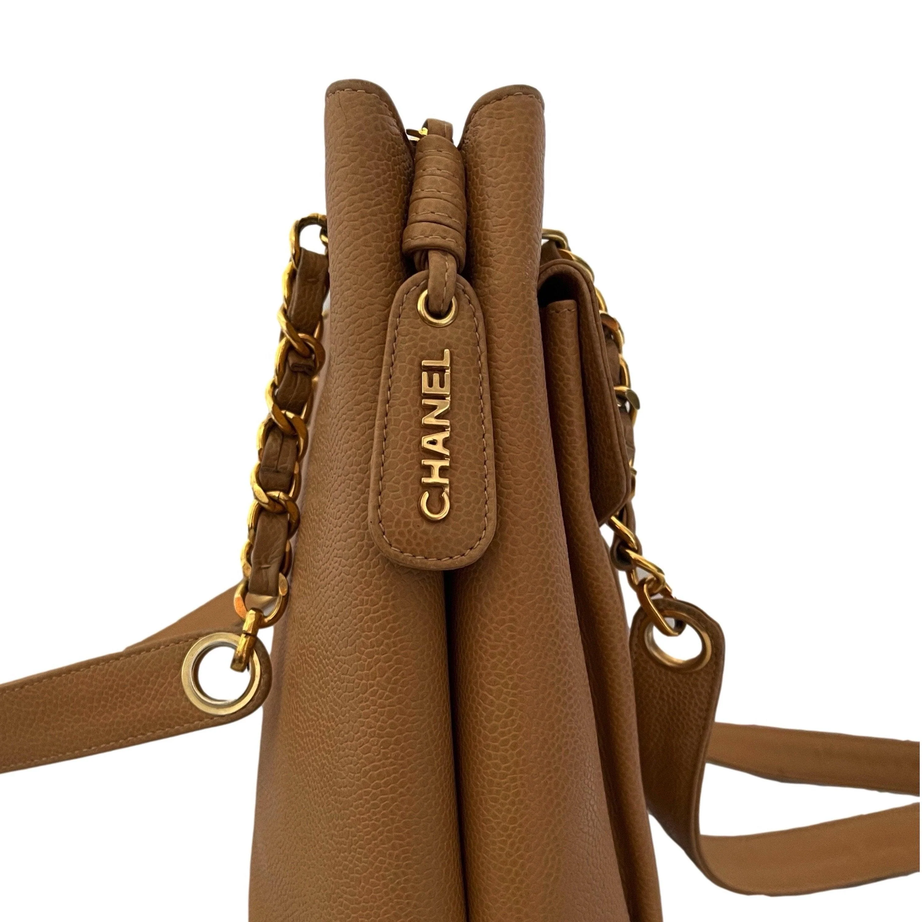 Chanel Tan Caviar Chain Tote - Image 4